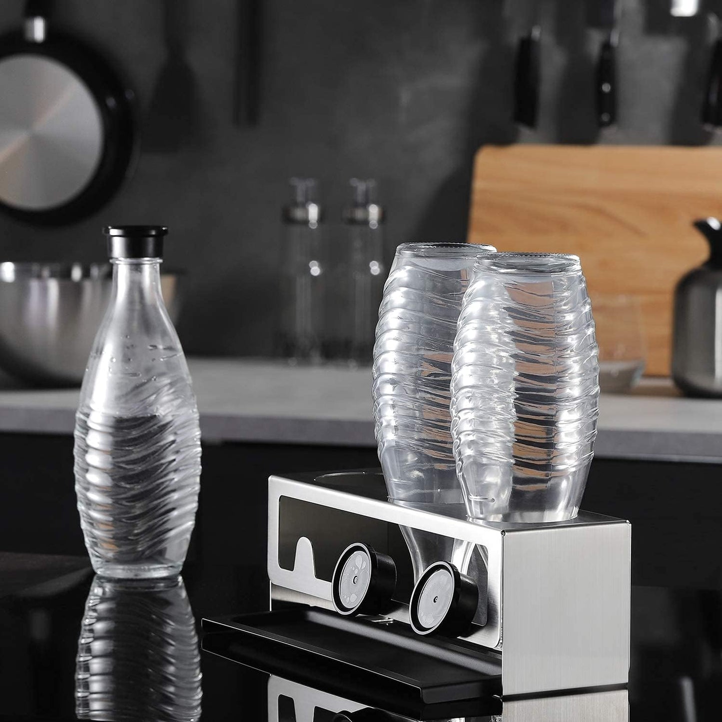 Flaschenhalter Abtropfständer für SodaStream, Matt-schwarz