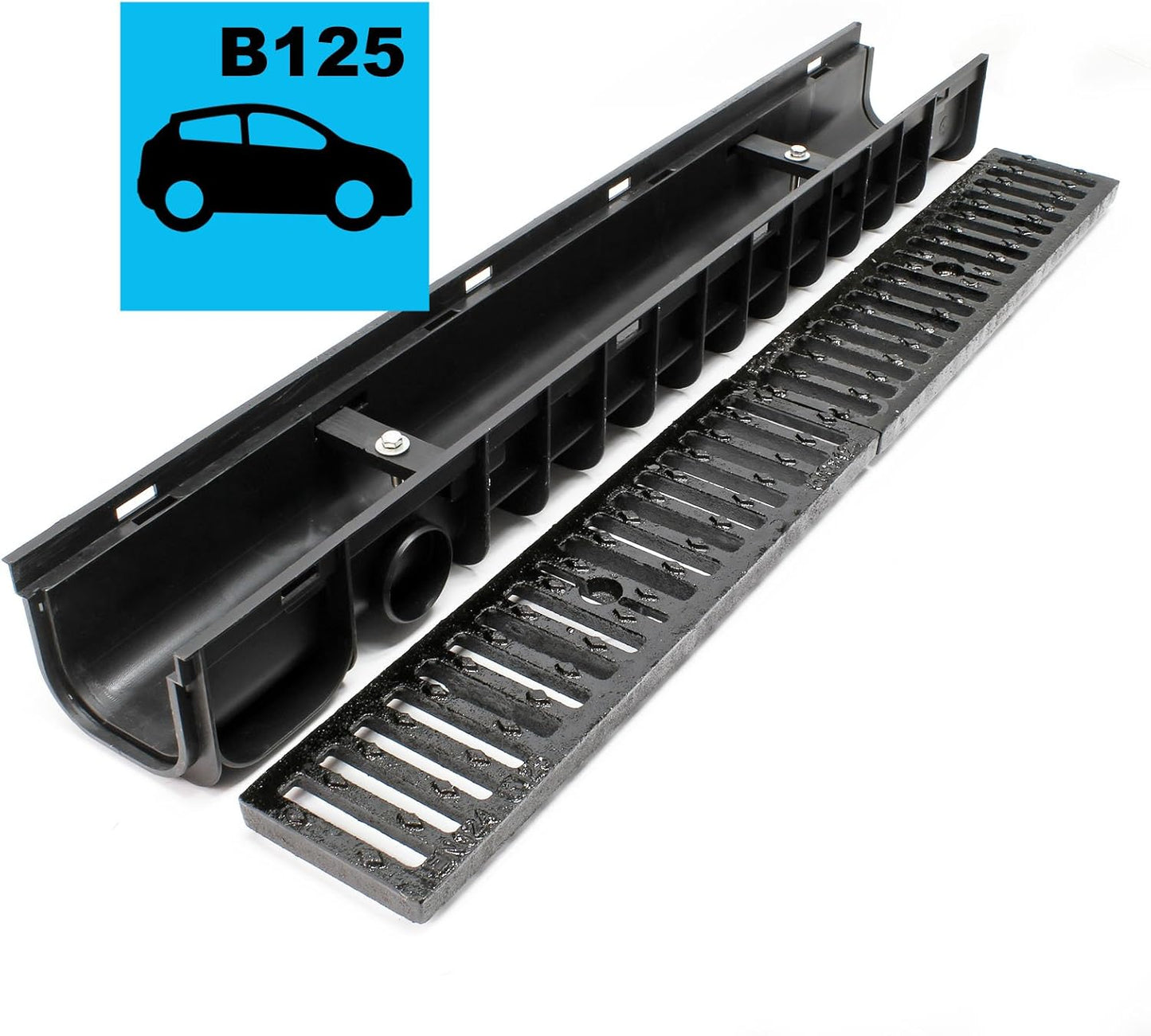 Entwässerungsrinne 3x1m Abdeckrost 12,5t, Gusseisen 3x 1 m, 12,5 t
