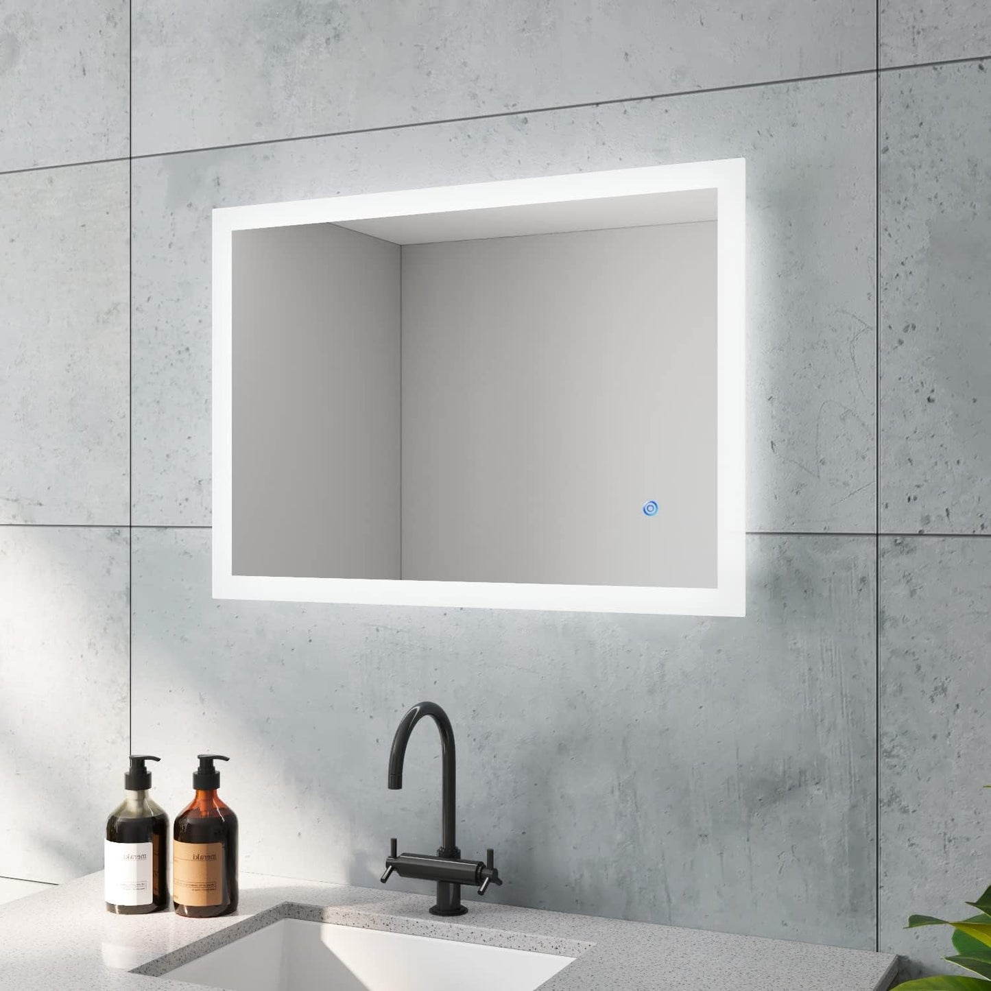 Bourges Badspiegel mit LED-Beleuchtung, 50x70cm Kaltweiß Bourges (Touch, Dimmbar, Heizung)