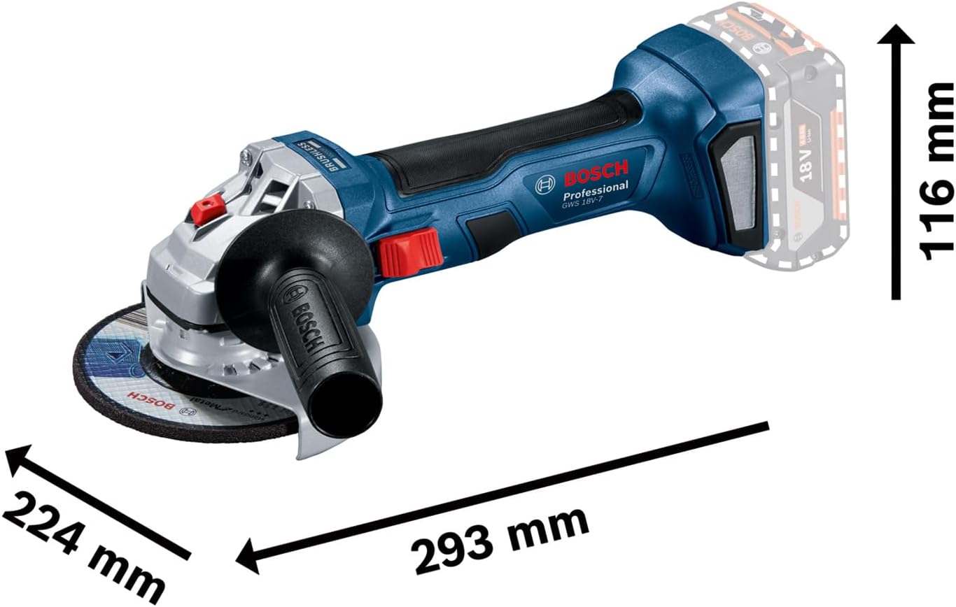 Akku Winkelschleifer GWS 18V-7, mit 2x 4.0 A Akkus + Ladegerät, in L-BOXX, in L-BOXX