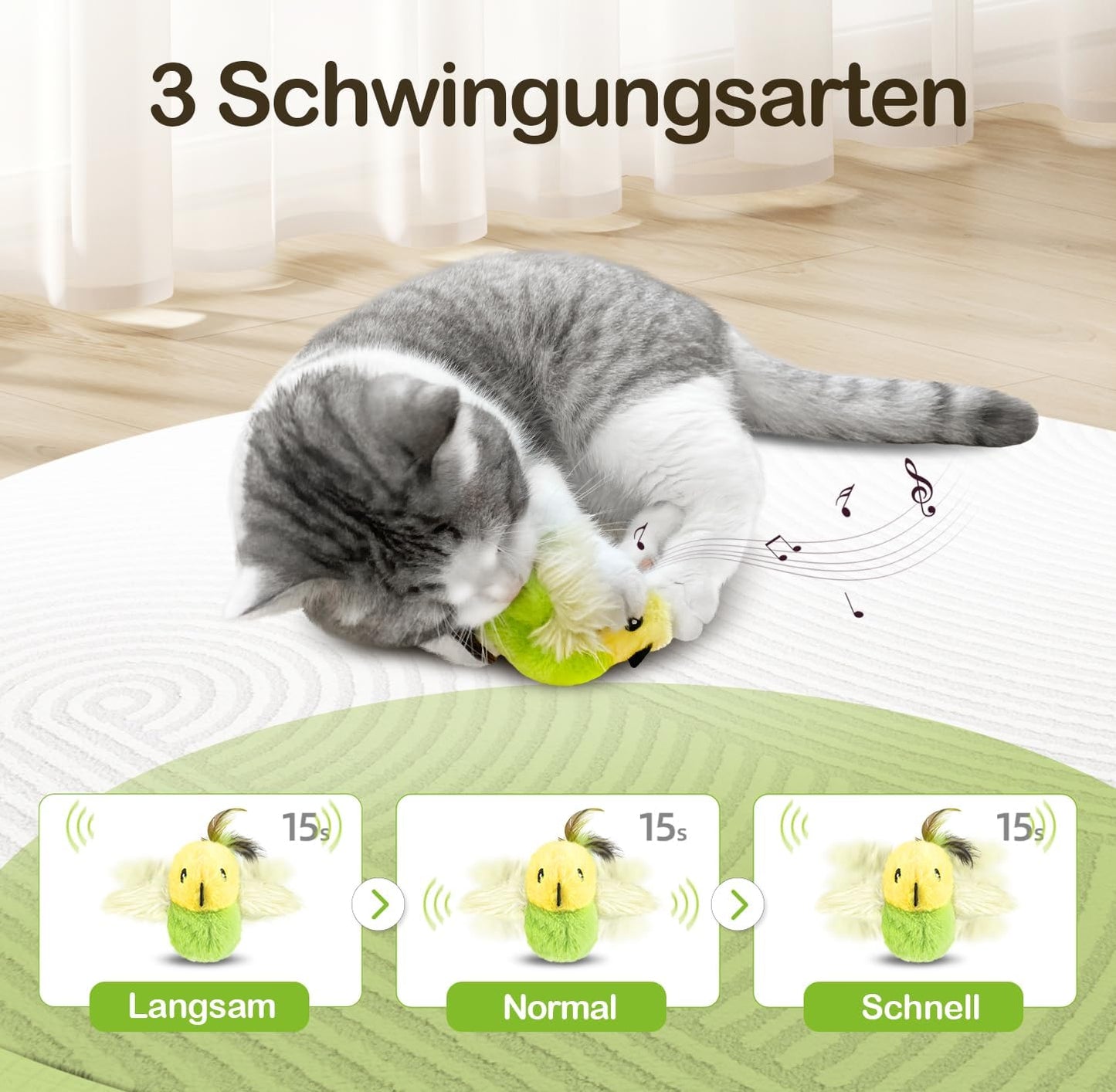 Vogel-Katzenspielzeug mit Katzenminze, grün