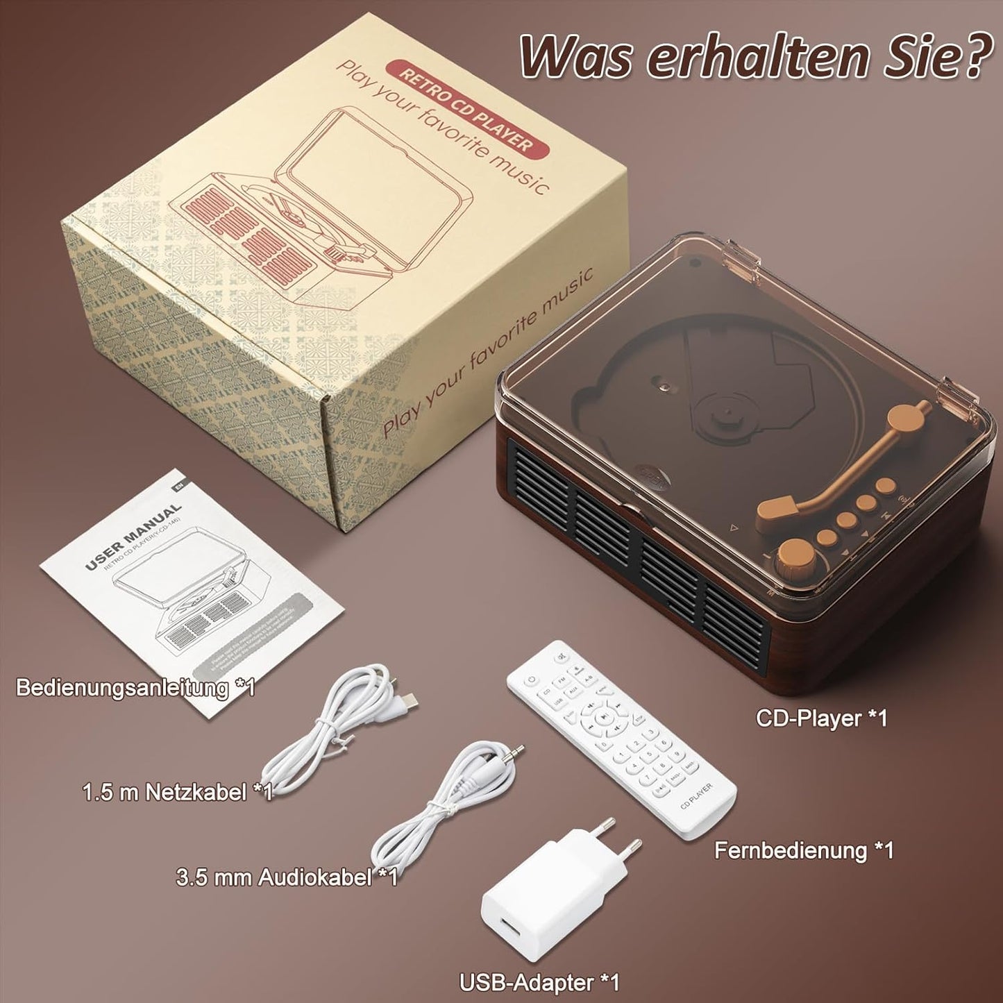 Tragbarer Retro CD-Player mit Lautsprecher & Radio