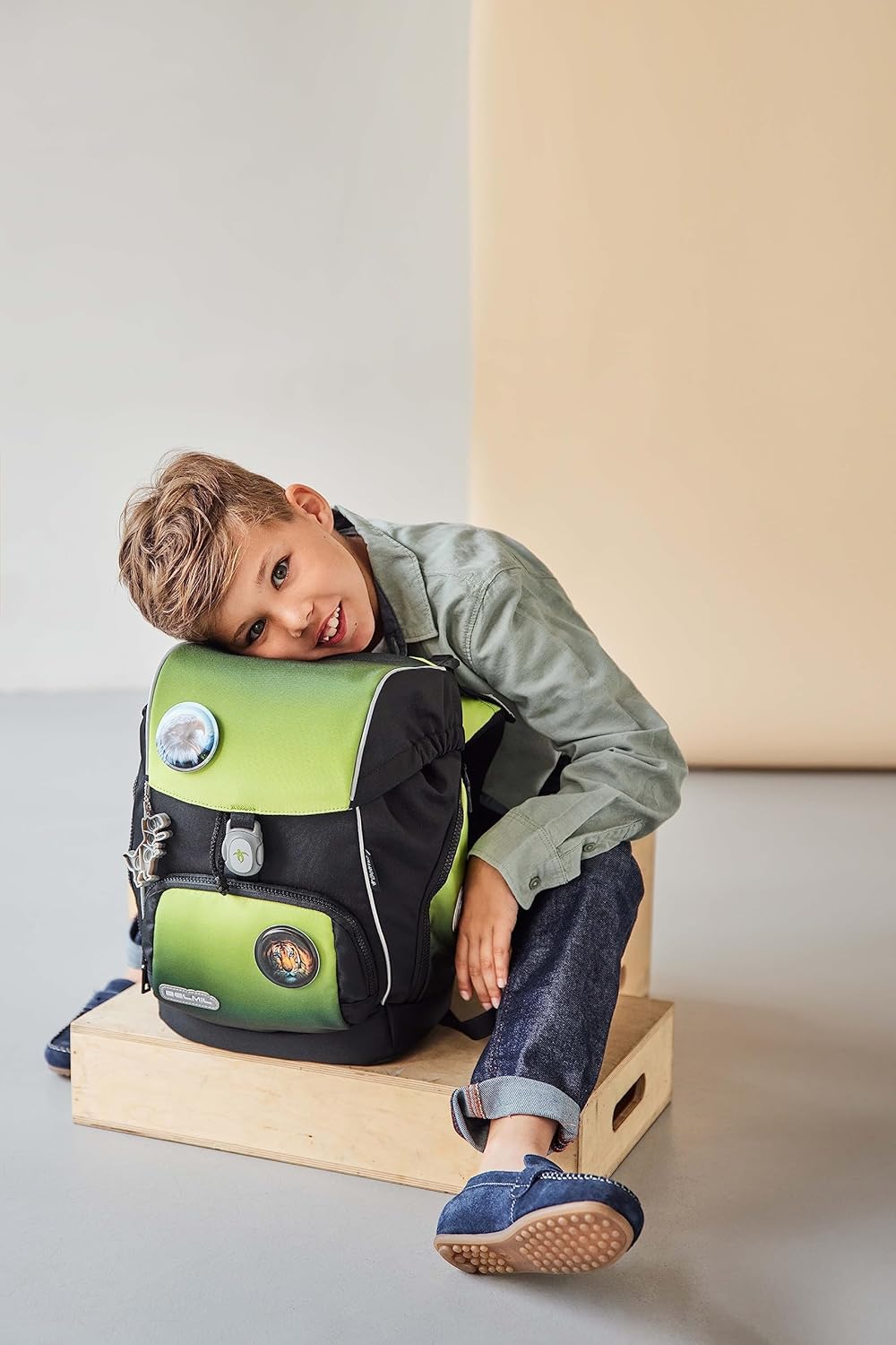 Comfy Plus ergonomisches Schulranzen-Set, 5-teilig, Black Green
