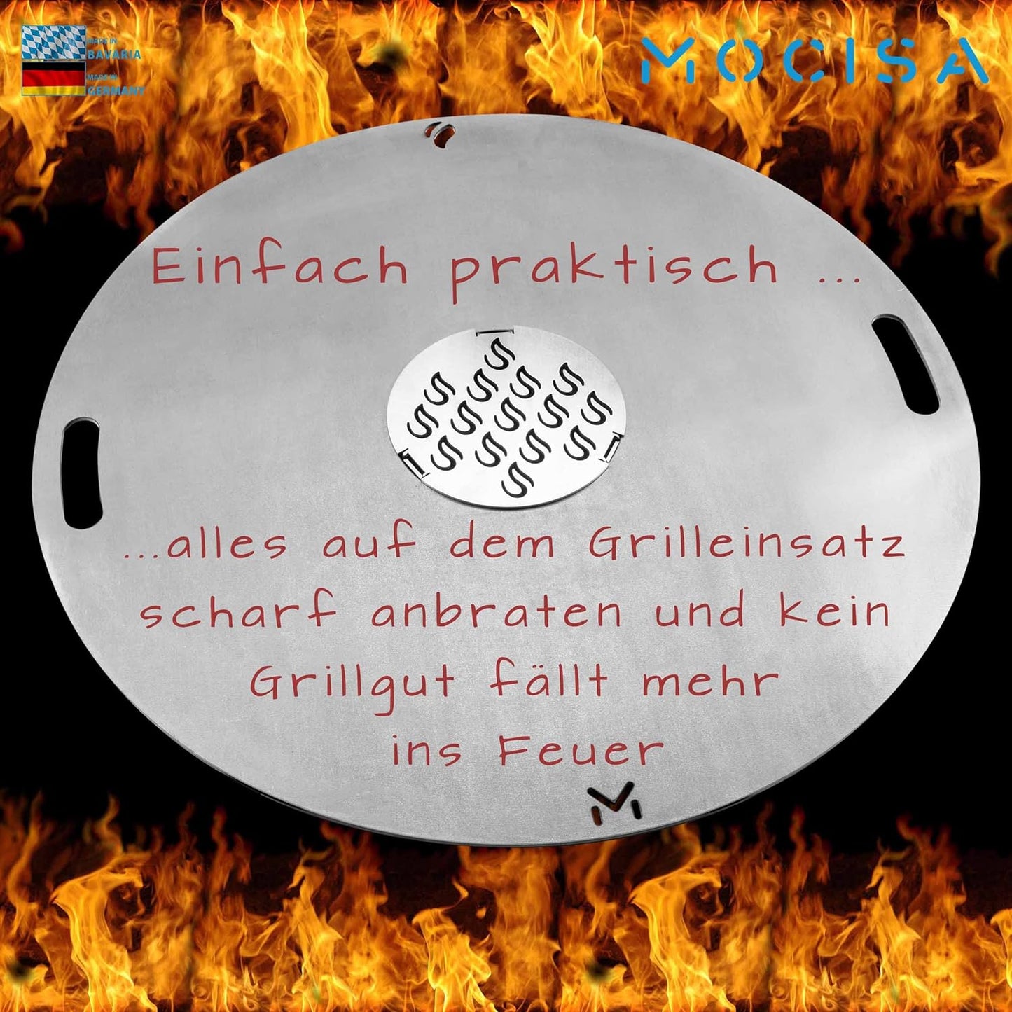 Grilleinsatz für Feuerplatte (20 cm), Grilleinsatz Ø20cm Edelstahl