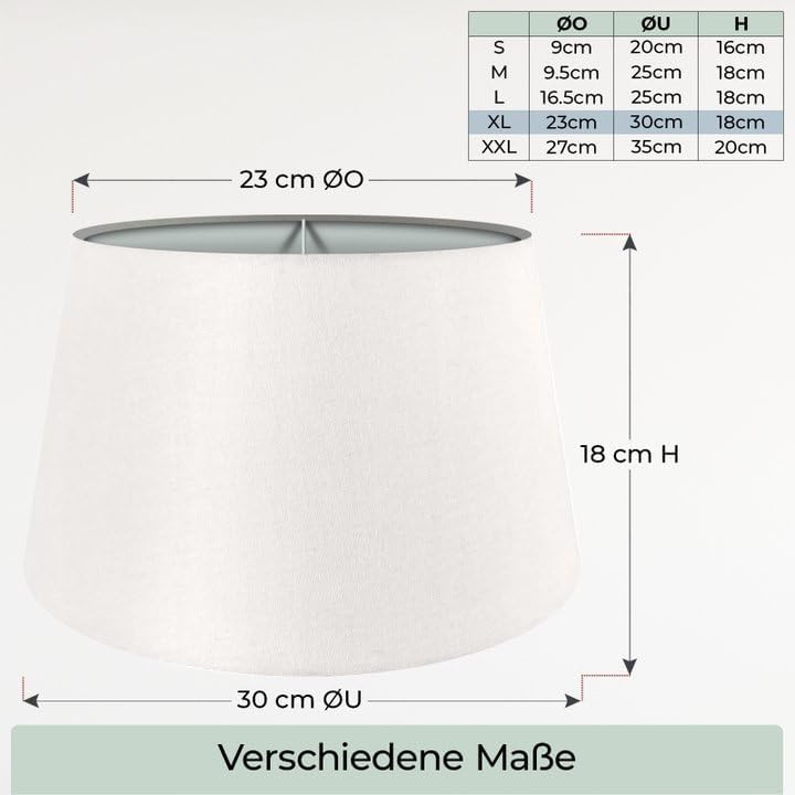 Lampenschirm, Ecru XL = ØU: 30cm | ØO: 23cm | H: 18cm