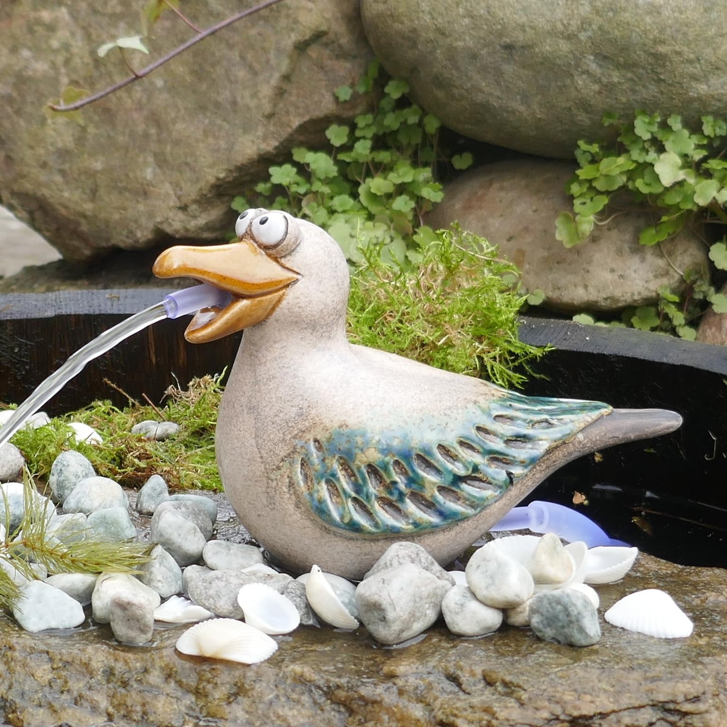 Möwen-Wasserspeier mit Pumpe