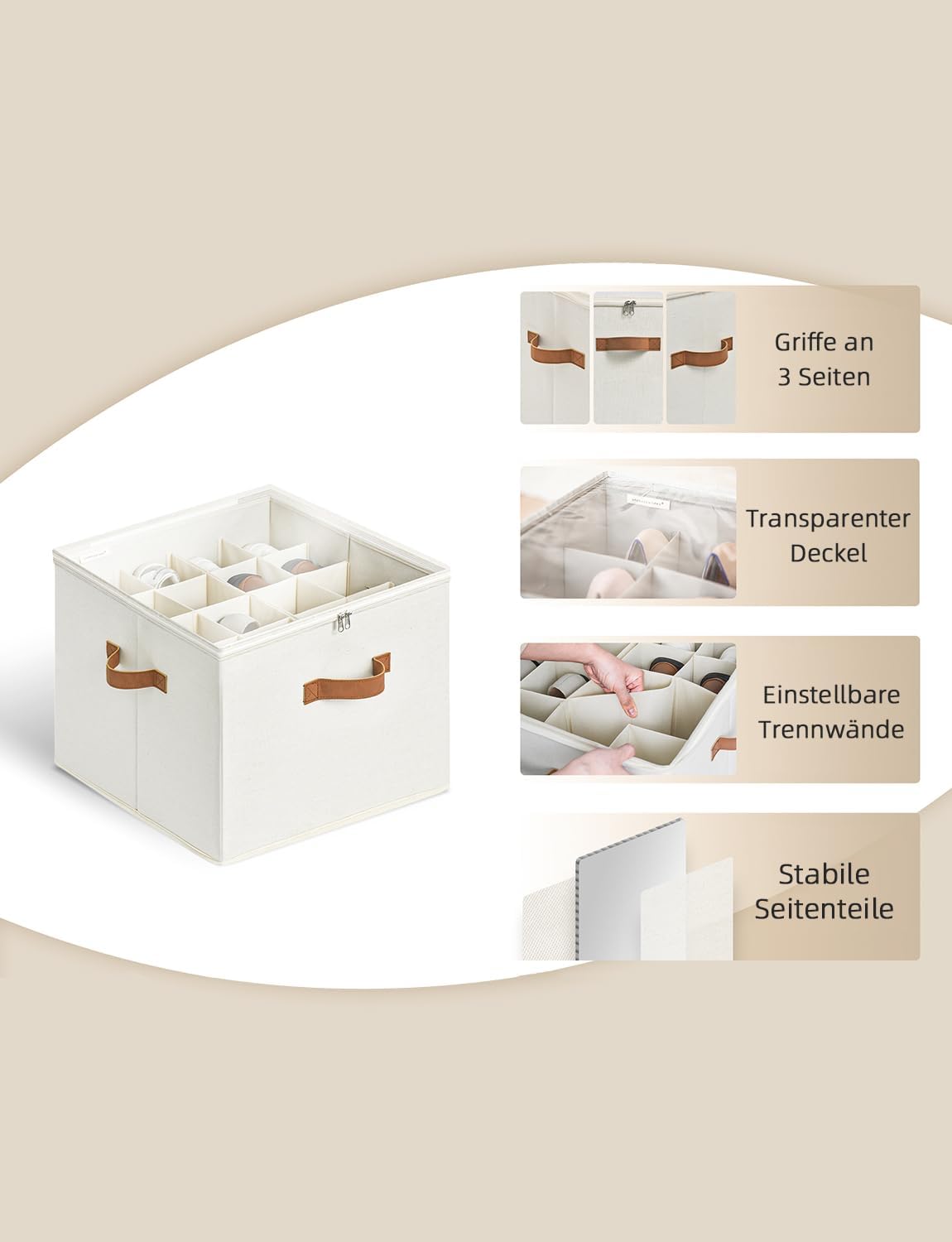 Schuh-Organizer, Beige 43 x 43 x 32 cm