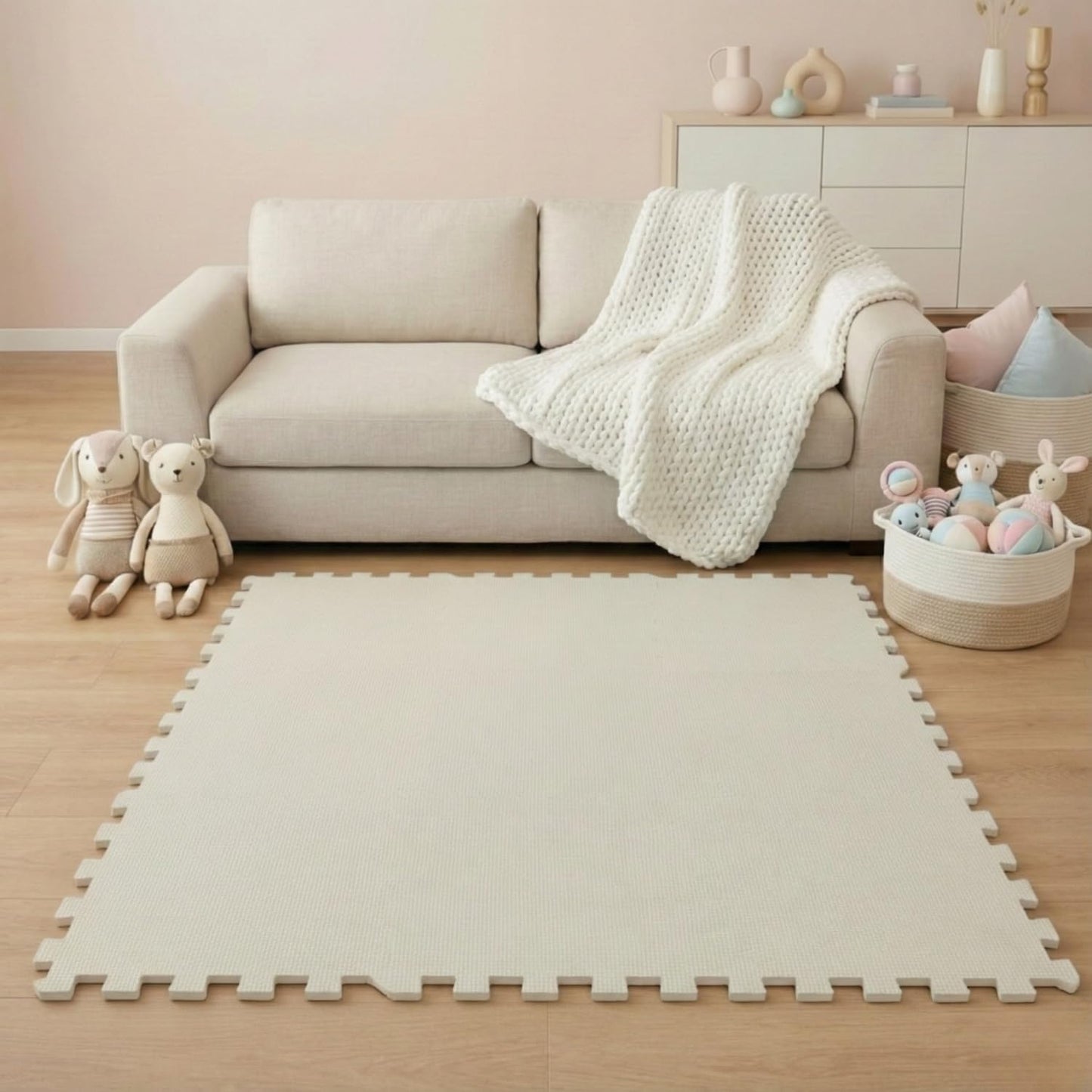 Spielmatte Baby Puzzlematte - 9-teilig 90x90 cm, Beige