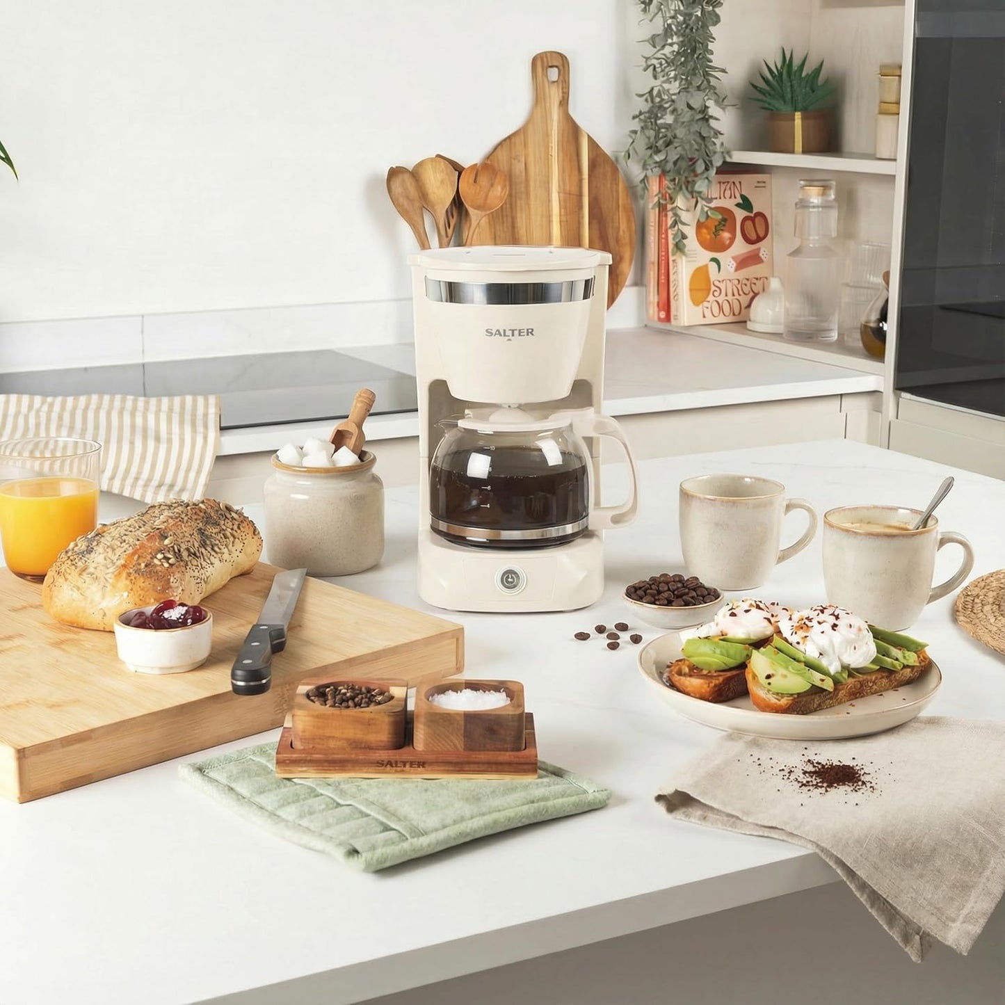 Retro Filterkaffeemaschine mit Glaskanne (1,25 l)