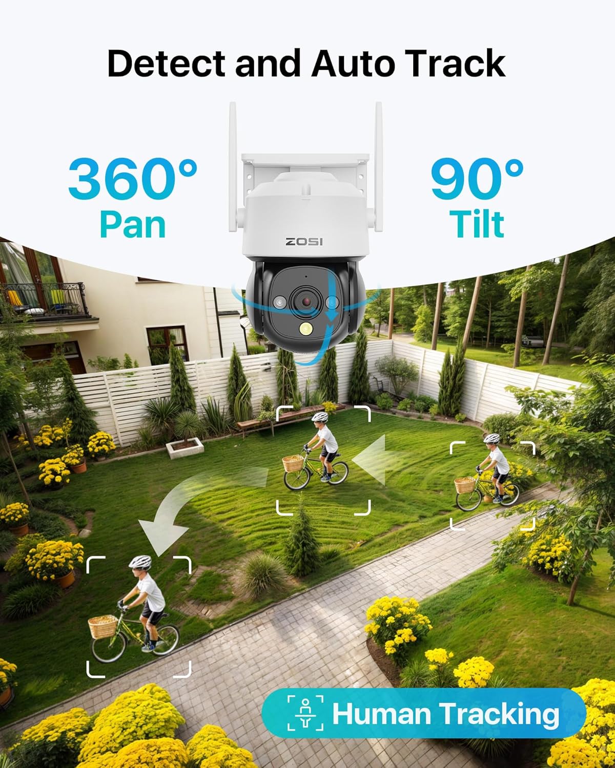 WLAN-Überwachungskamera C290 mit AI-Erkennung, 1080P | Schwarz