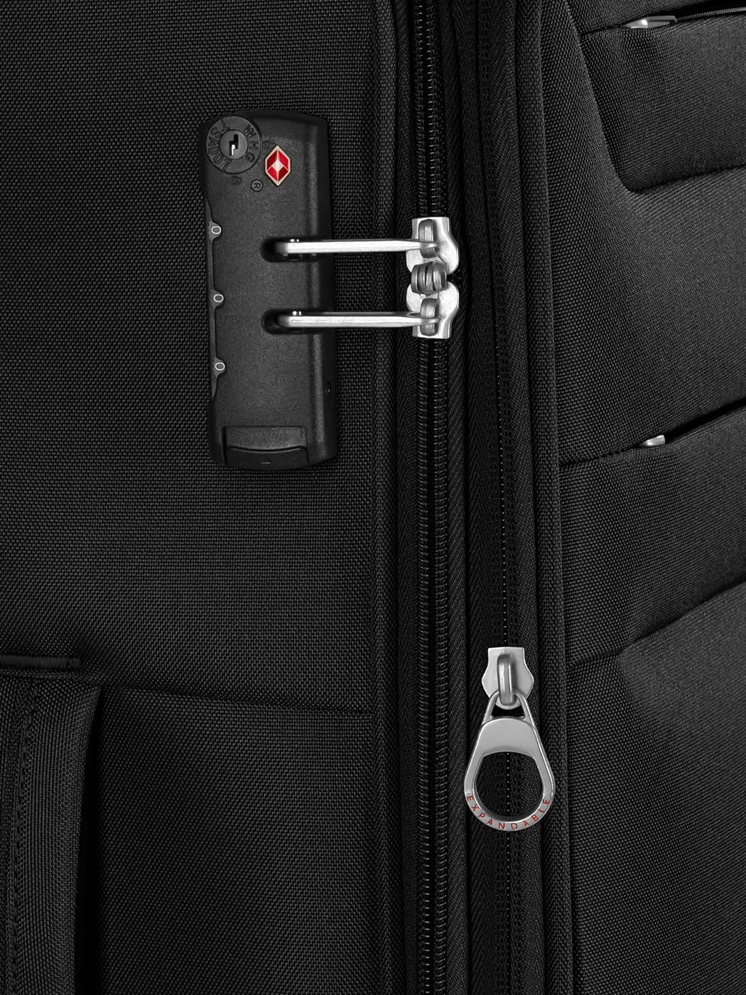 Weichgepäck Trolley mit 4 Rollen & TSA-Schloss, Schwarz Koffer M (68 cm) erweiterbar