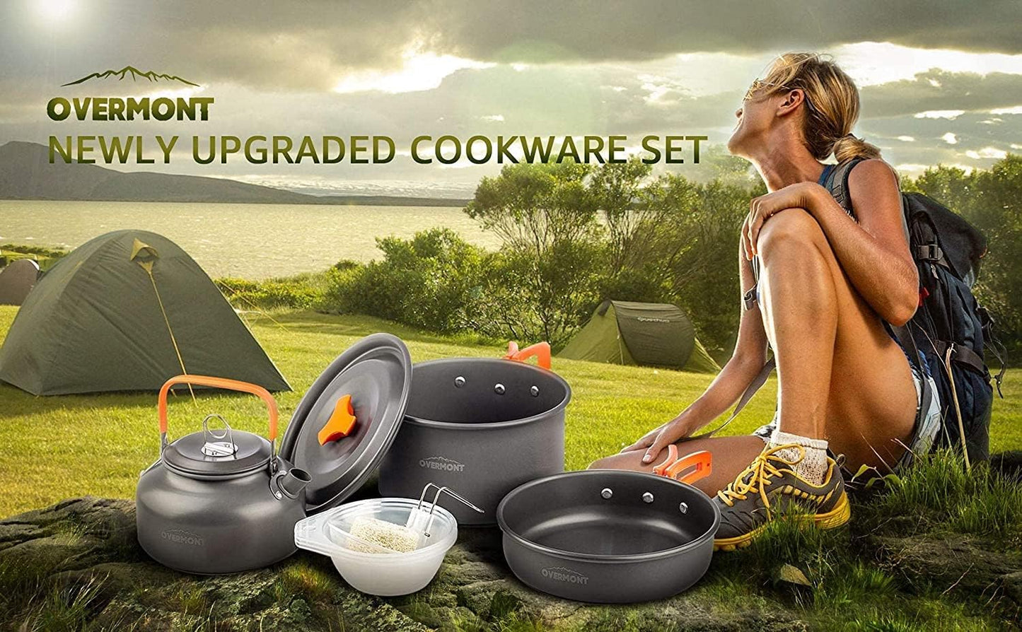Camping Kochgeschirr-Set DS300 mit Kaffeekanne & Teekanne, DS300, Orange