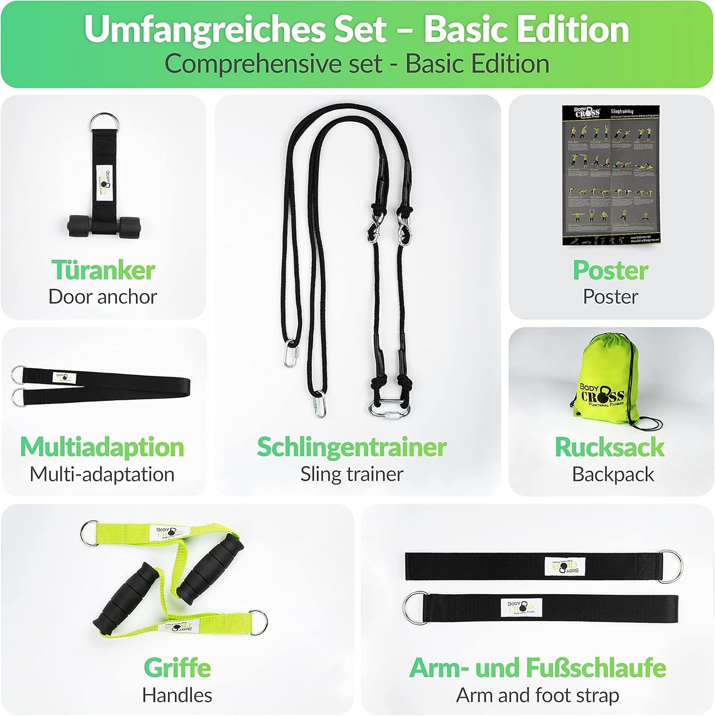 Sling Basic Schlingentrainer-Komplett-Set, Sling Basic Lime