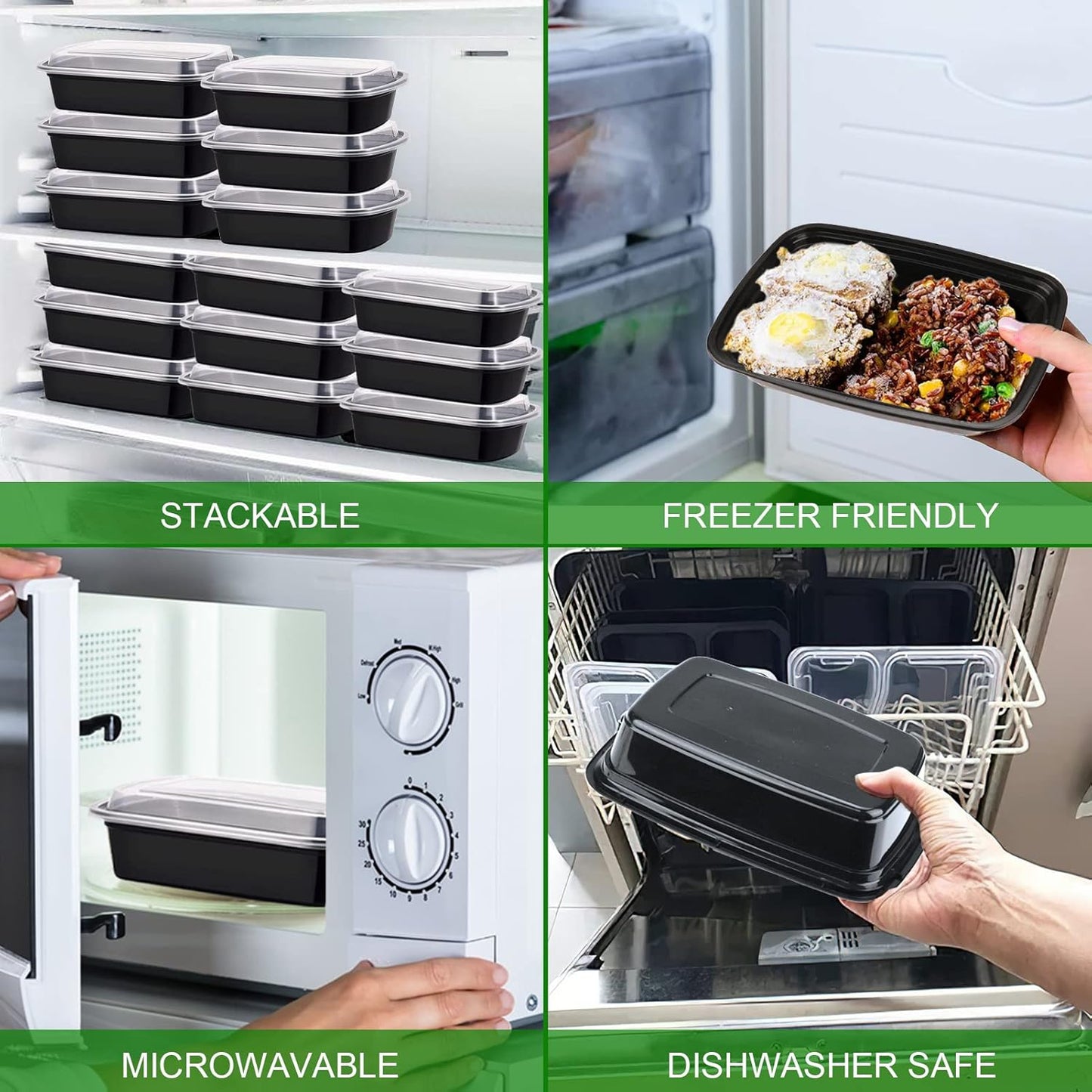 10 x Meal Prep Lebensmittelbehälter, 1 Compartment 10 Pack