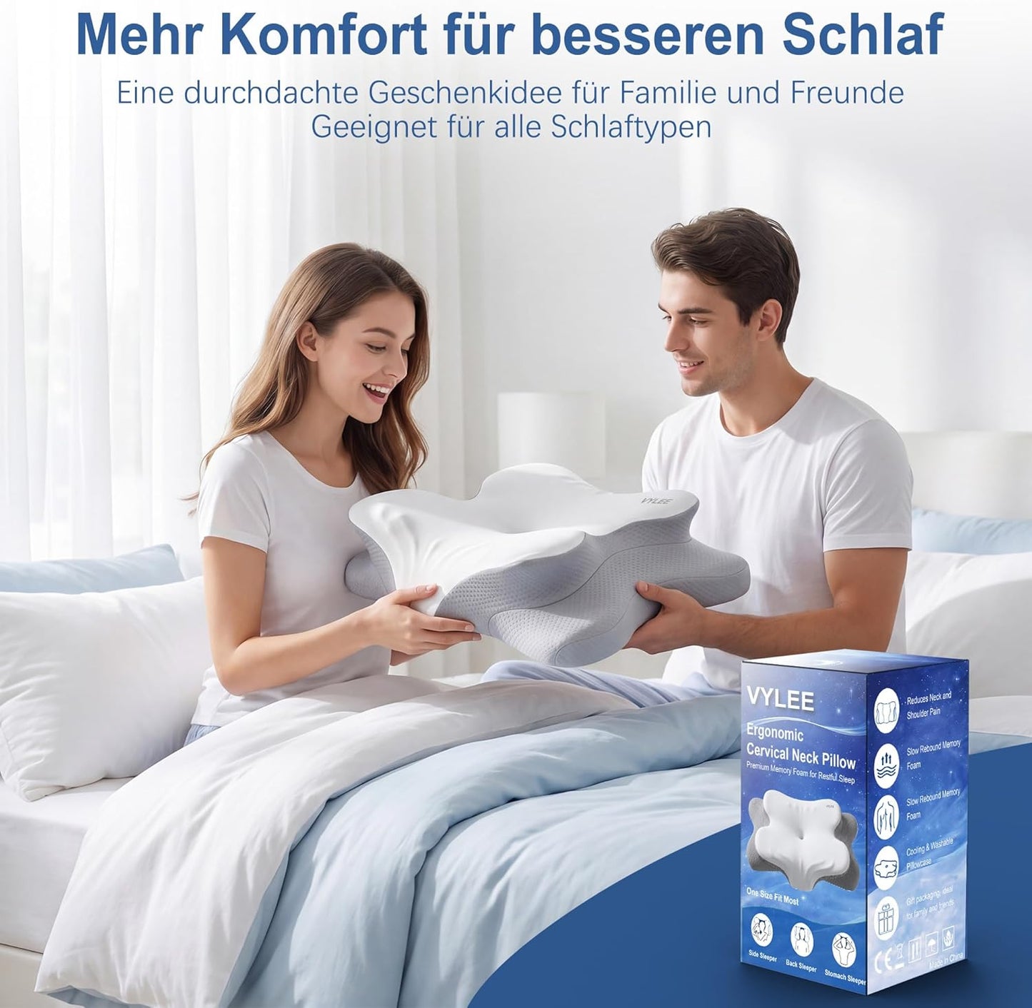 Ergonomisches Nackenkissen, Grau