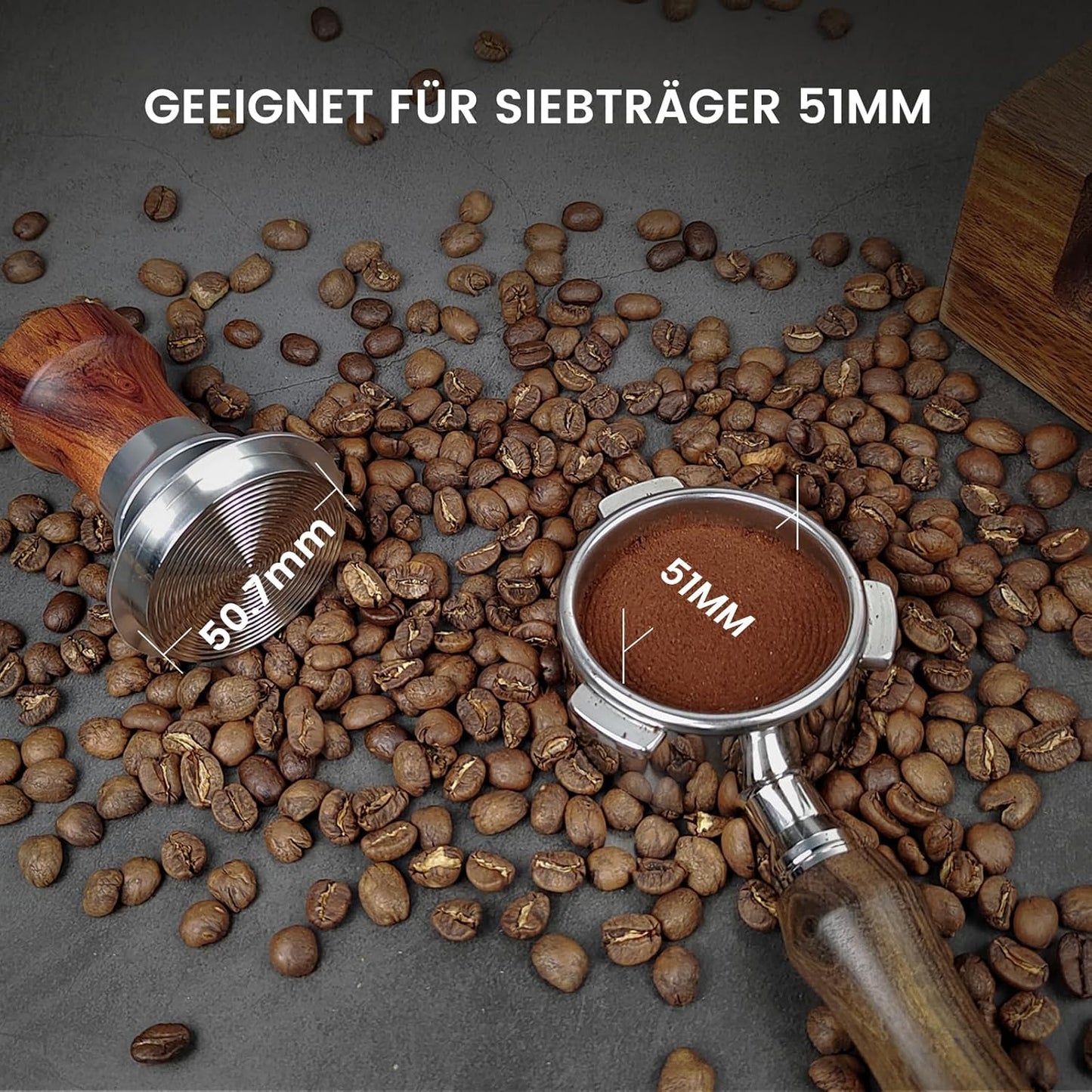 Espresso-Tamper mit Edelstahlboden, 51mm