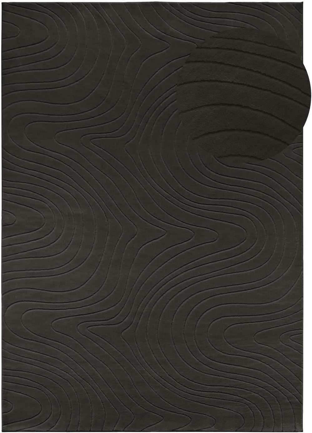 Rutschfeste Badematte, waschbar, Anthrazit Abstrakte Wellen 120 x 170 cm (Rechteckig)