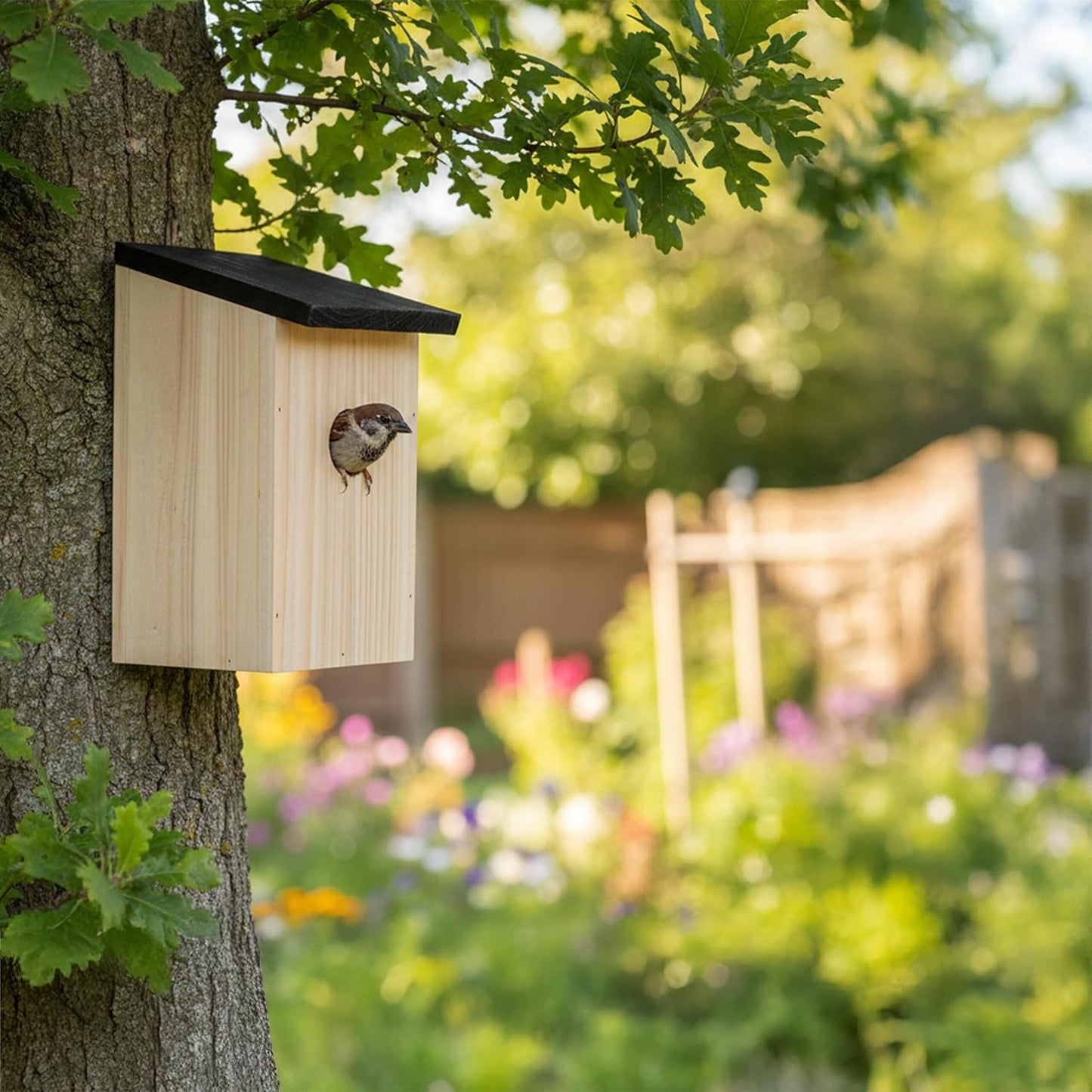 4x Nistkasten, Natur/ Schwarz