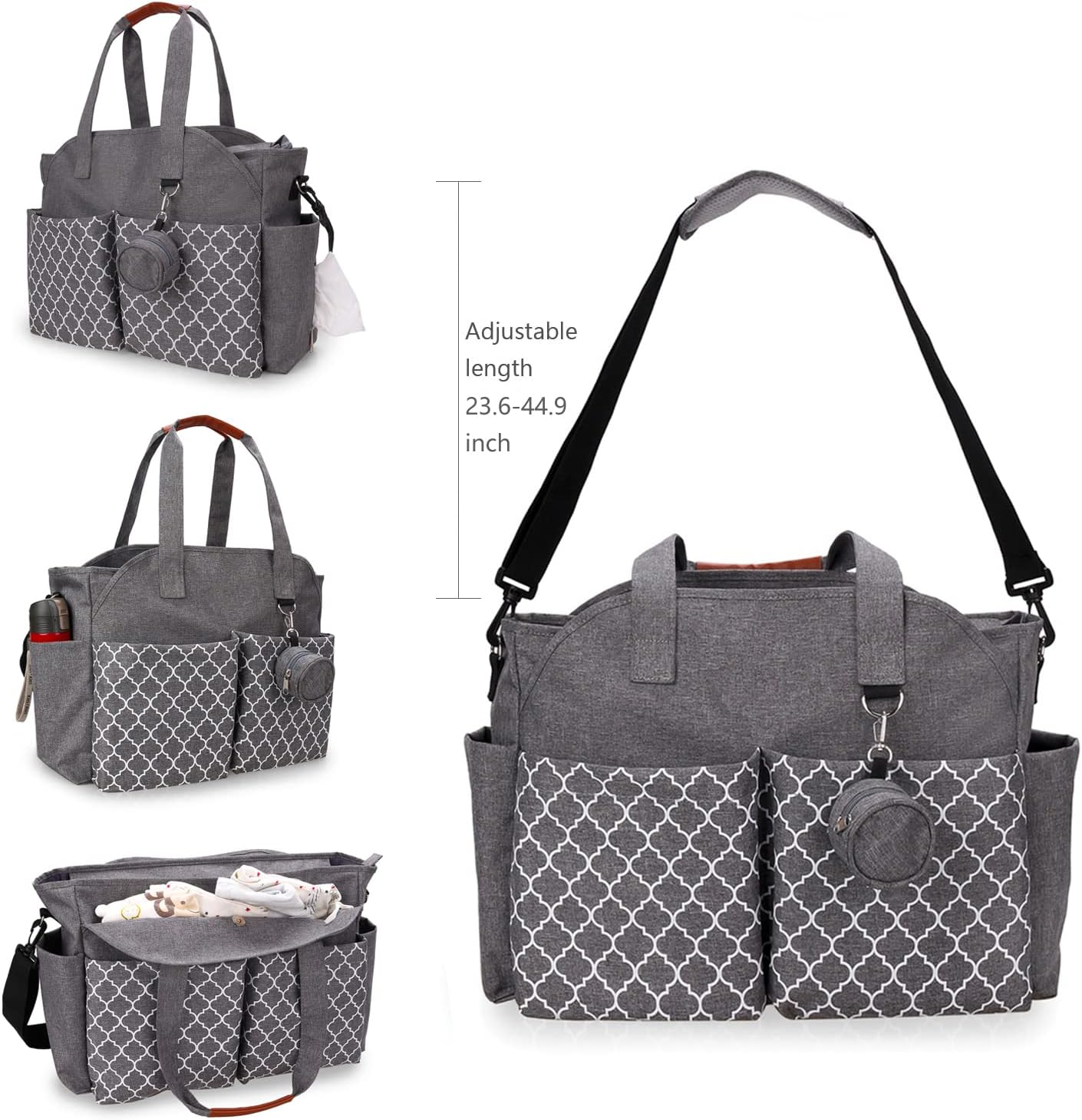 Wickeltasche mit integrierter Wickelstation, Grau