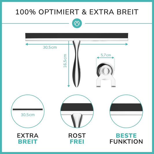 Extra breiter Duschabzieher mit Saugnapf, 30 cm