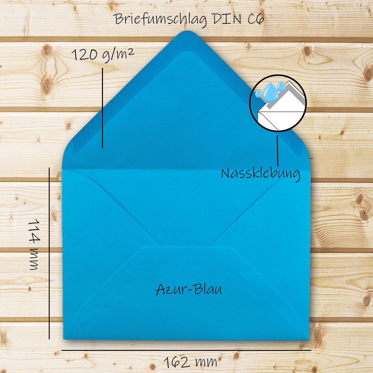 Briefumschläge DIN C6 (150 Stück), 150 Umschläge 52-Azurblau