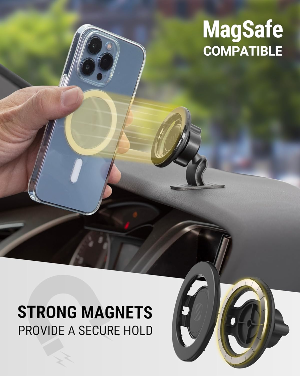 MagicMount MagSafe Handyhalterung für Auto, Armaturenbrett/Entlüftung Schwarz