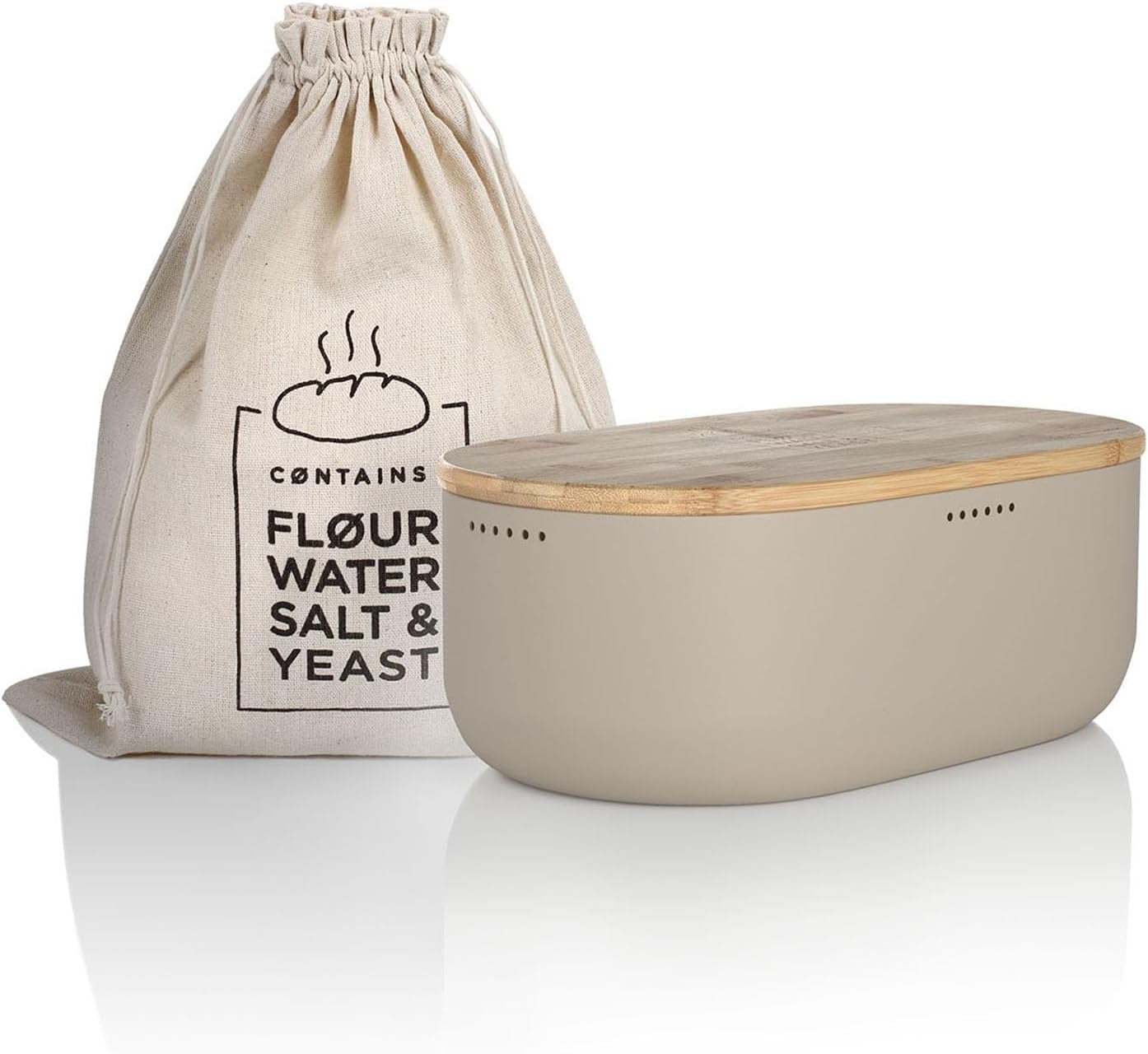 Brotkasten „Ægte“ mit Brotsack, Taupe Brown