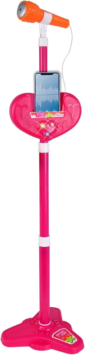 Kabelloses Bühnenmikrofon mit Sound- und Lichteffekten, 210x210x1000 mm Rosa