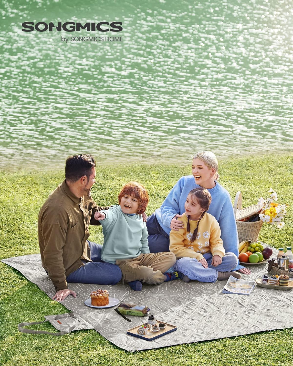 Picknickdecke mit Erdankern, 200 x 200 cm (Rechteckig) Erdfarben