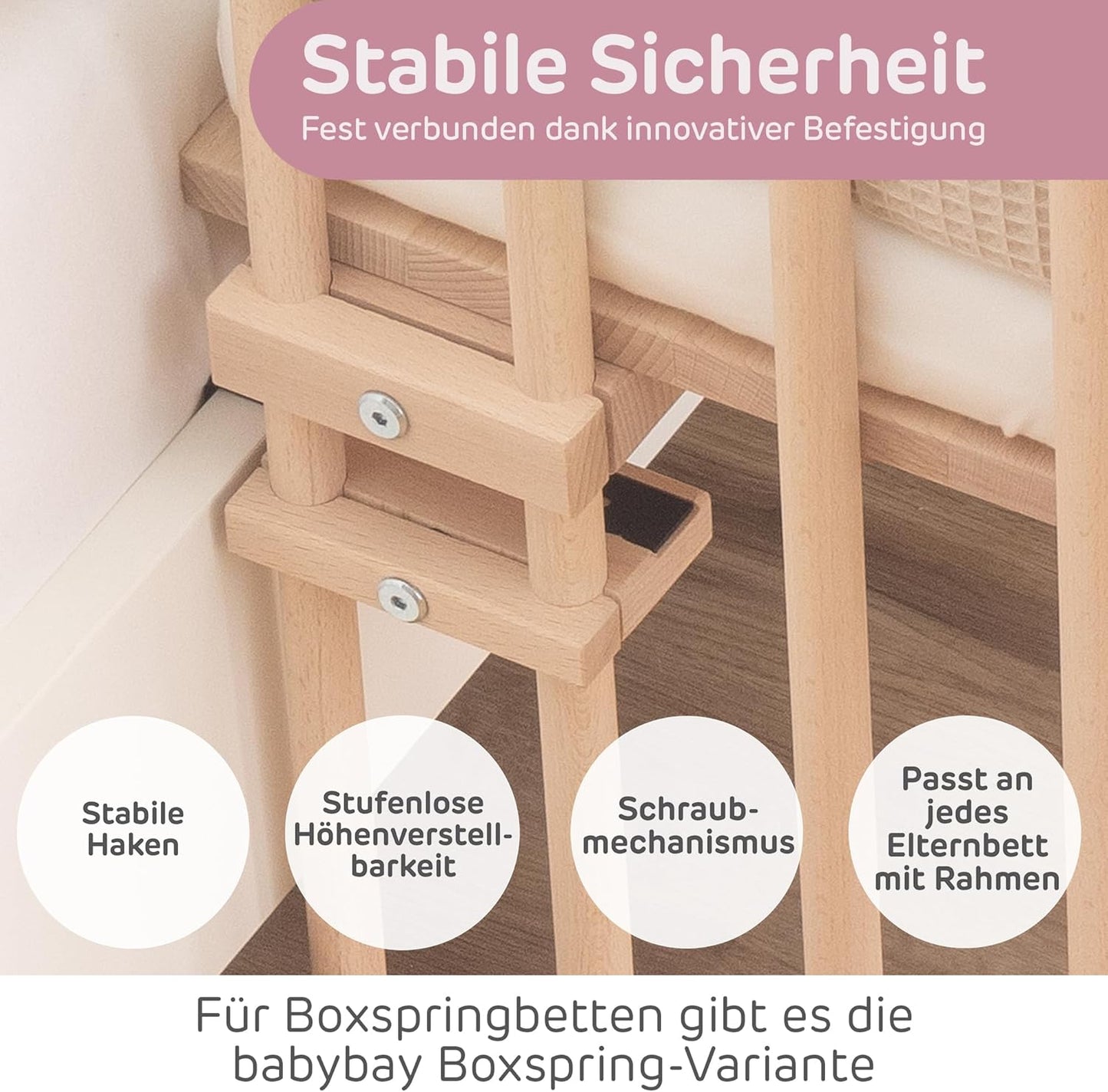 Beistellbett Midi mit Matratze Classic Soft, Natur Unbehandelt 88L x 44.5B x 79H cm Mit Matratze