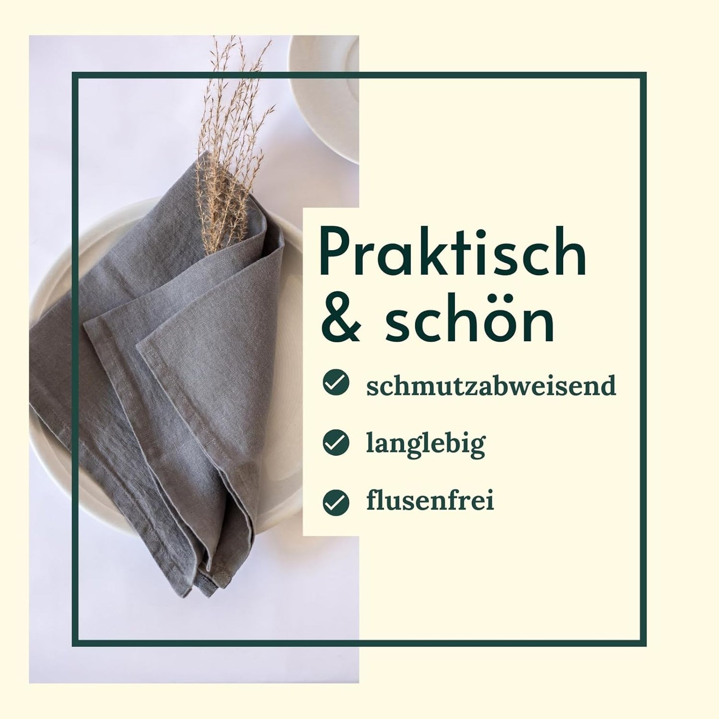 6er-Set Stoffservietten aus Leinen, Grau 6er Set Leinen