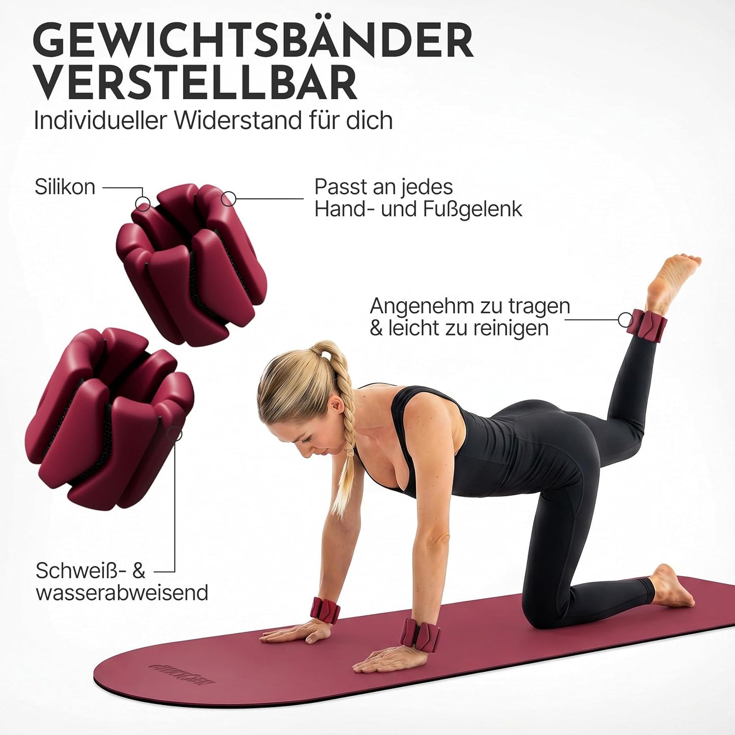 Pilates-Zubehör-Set, Berry Pro mit Matte + SZ Stange