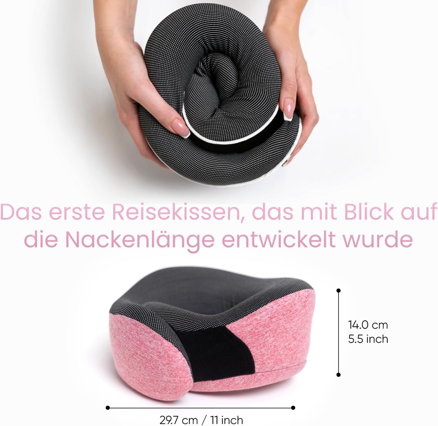 Nackenkissen und Schlafmaske, Rosa