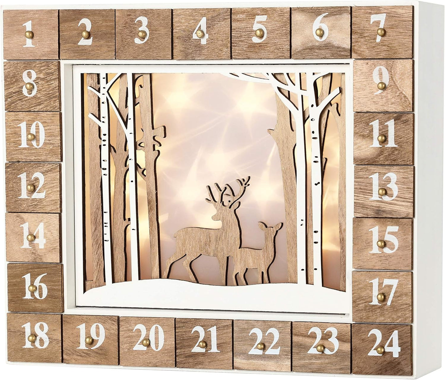 Adventskalender Winterlandschaft mit LED-Beleuchtung, Winterlandschaft mit Led Beleuchtung