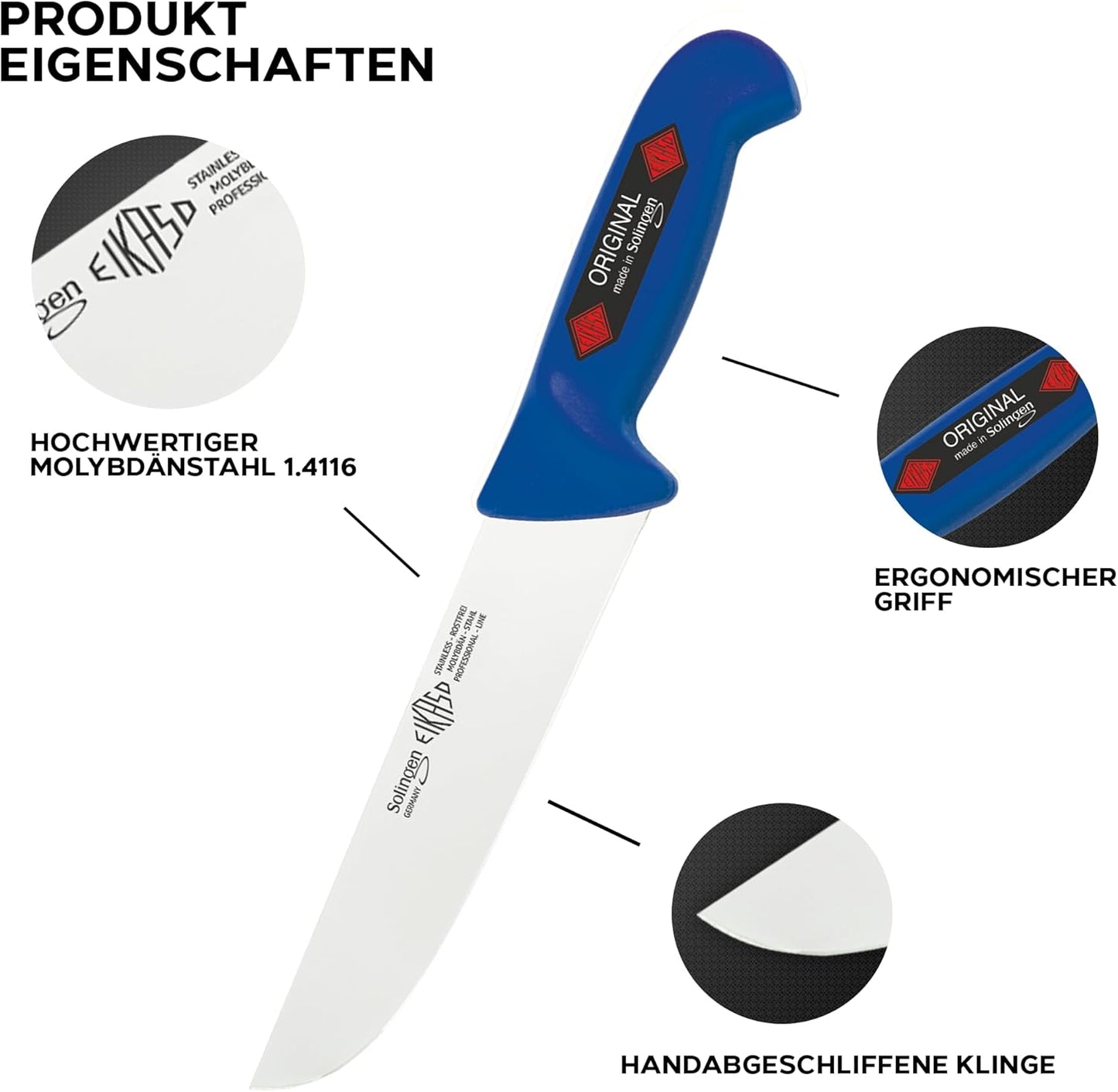 3-teiliges Fleisch- und Schlachtmesserset mit Messertasche, Blau