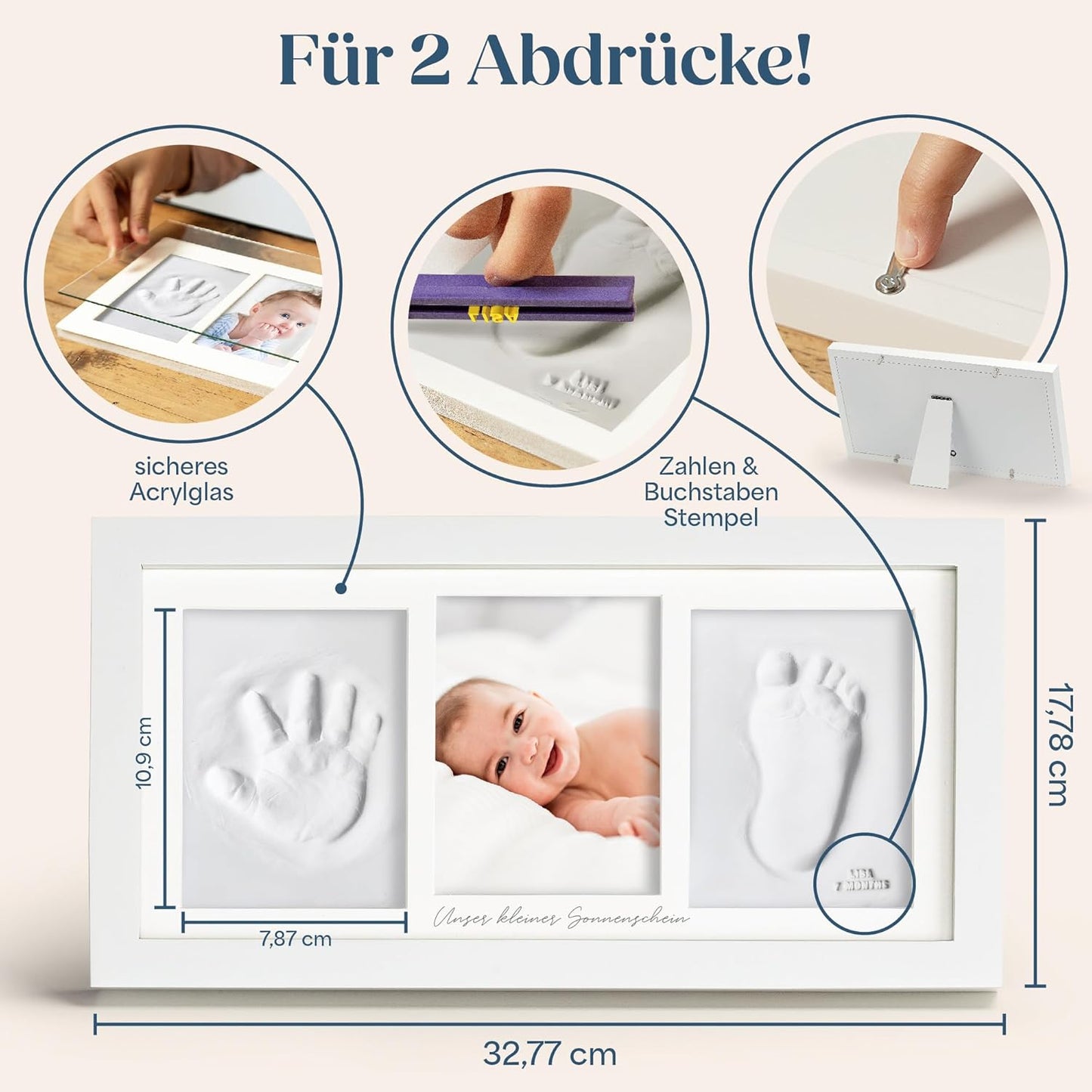 Baby-Abdruckset mit Bilderrahmen & Schablonen, Baby-Abdruck-Set