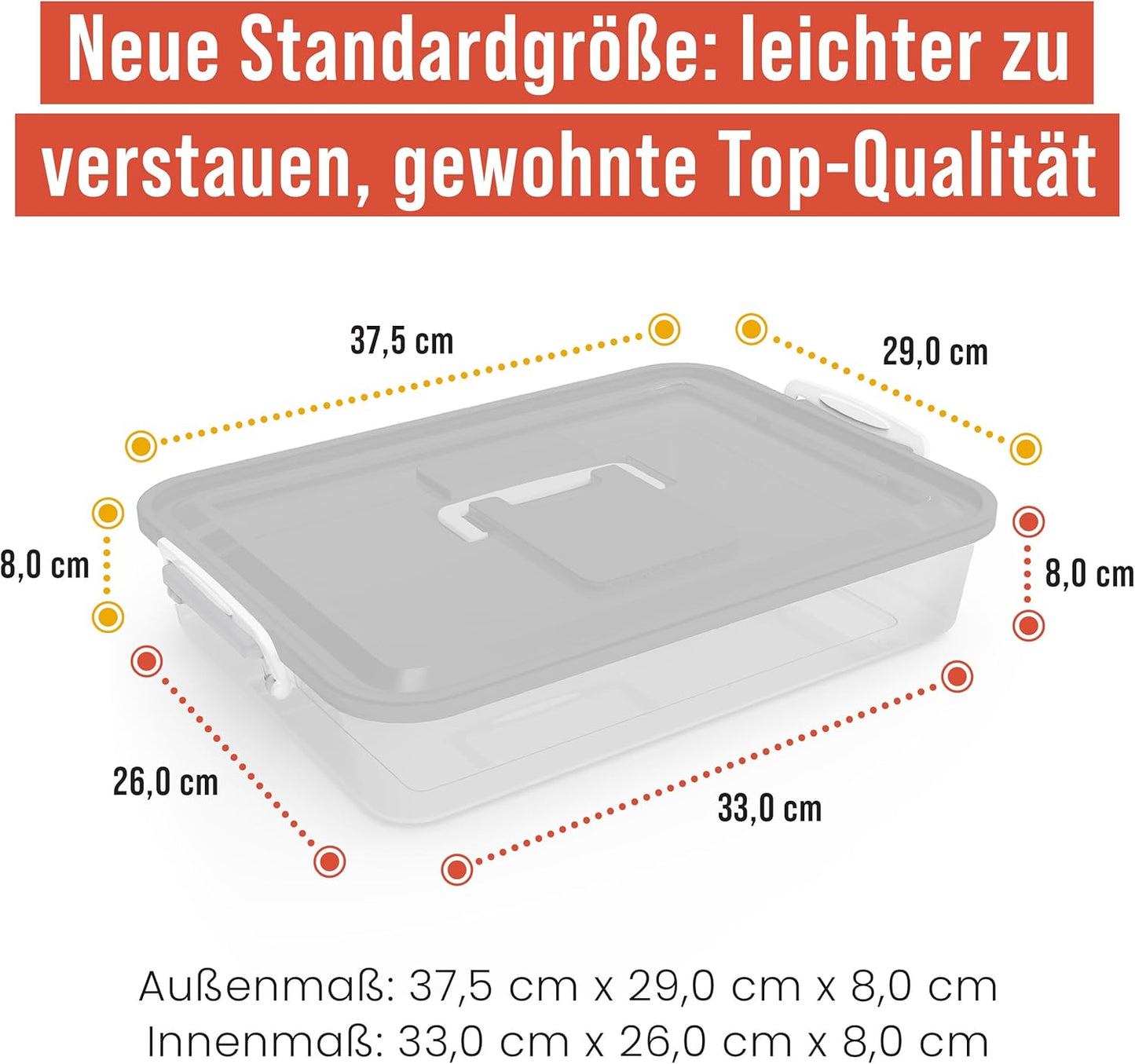 2er-Set Pizzateig-Gärboxen, Grau 14 x 11 x 3 pulgadas