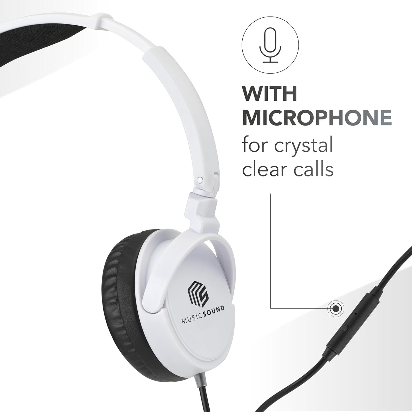 Faltbare On-Ear-Kopfhörer, Jack 3.5mm Weiss