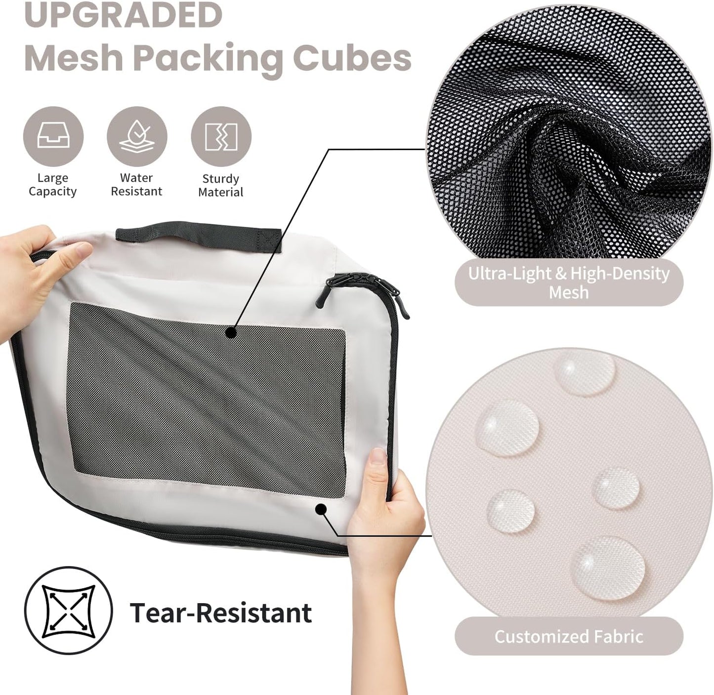 8er-Set Packing Cubes für Koffer, Cream