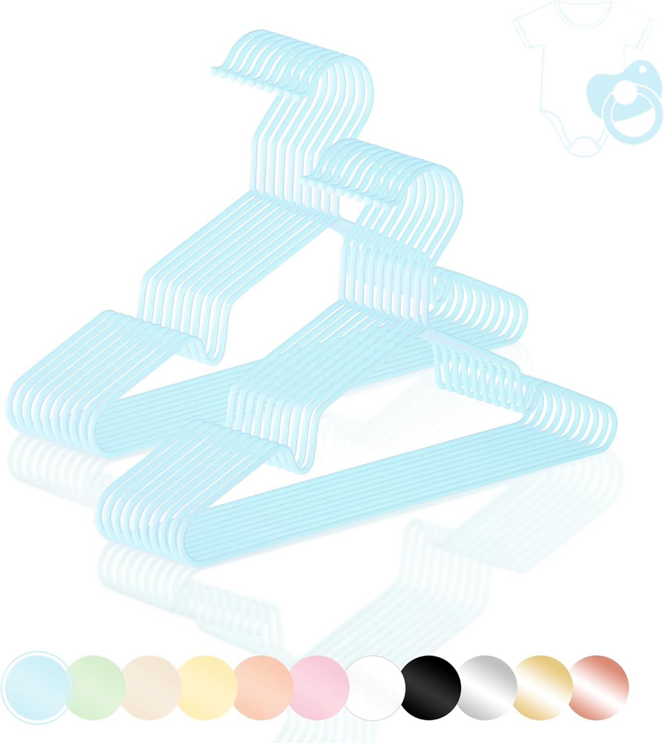 20er-Set Kinder-Kleiderbügel, Kids Blau (Pastell Matt)