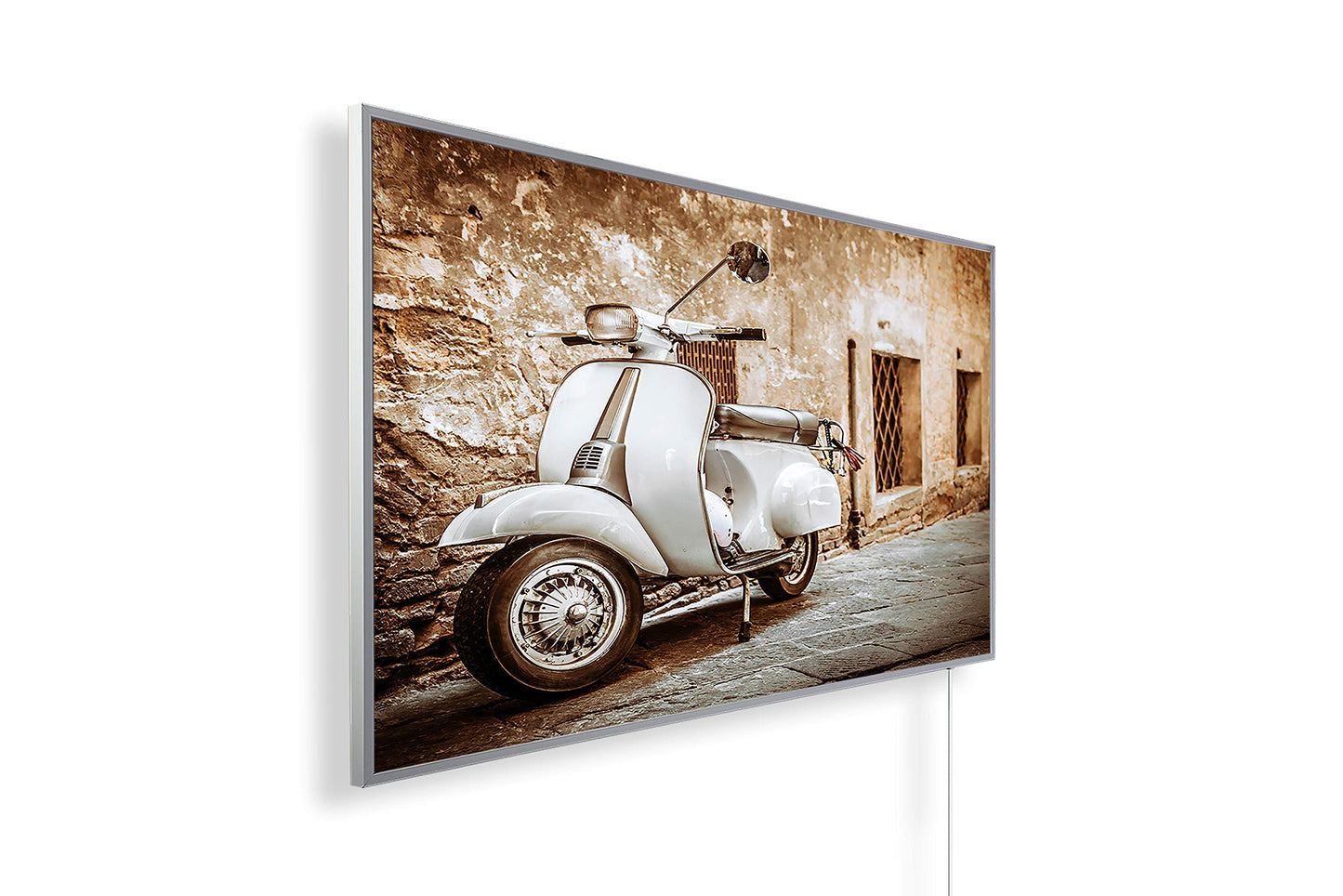 Infrarotheizung mit HD-Bild, Motiv: 160. Vespa Weiss 1000 Watt