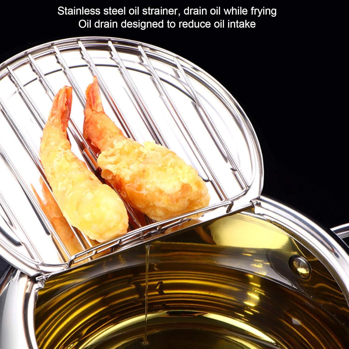 Tempura-Fritteuse mit Brattopfdeckel, Ölfilter und Thermometer, Small 20cm