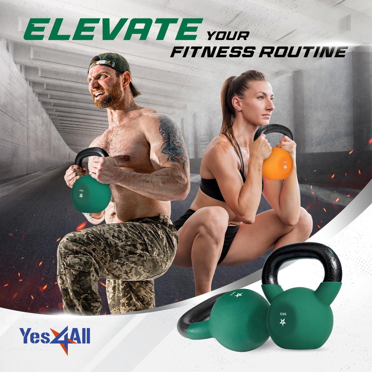 Kettlebell mit Neopren-Coating, 12 kg, Dunkelgrün
