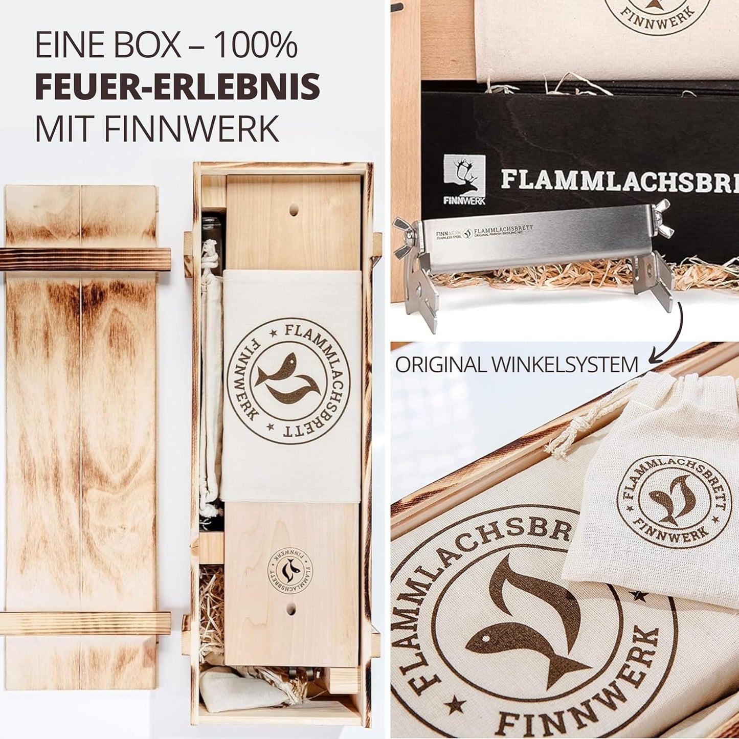 Flammlachsbrett Geschenkset, 1er Set Geschenkset - Weiss