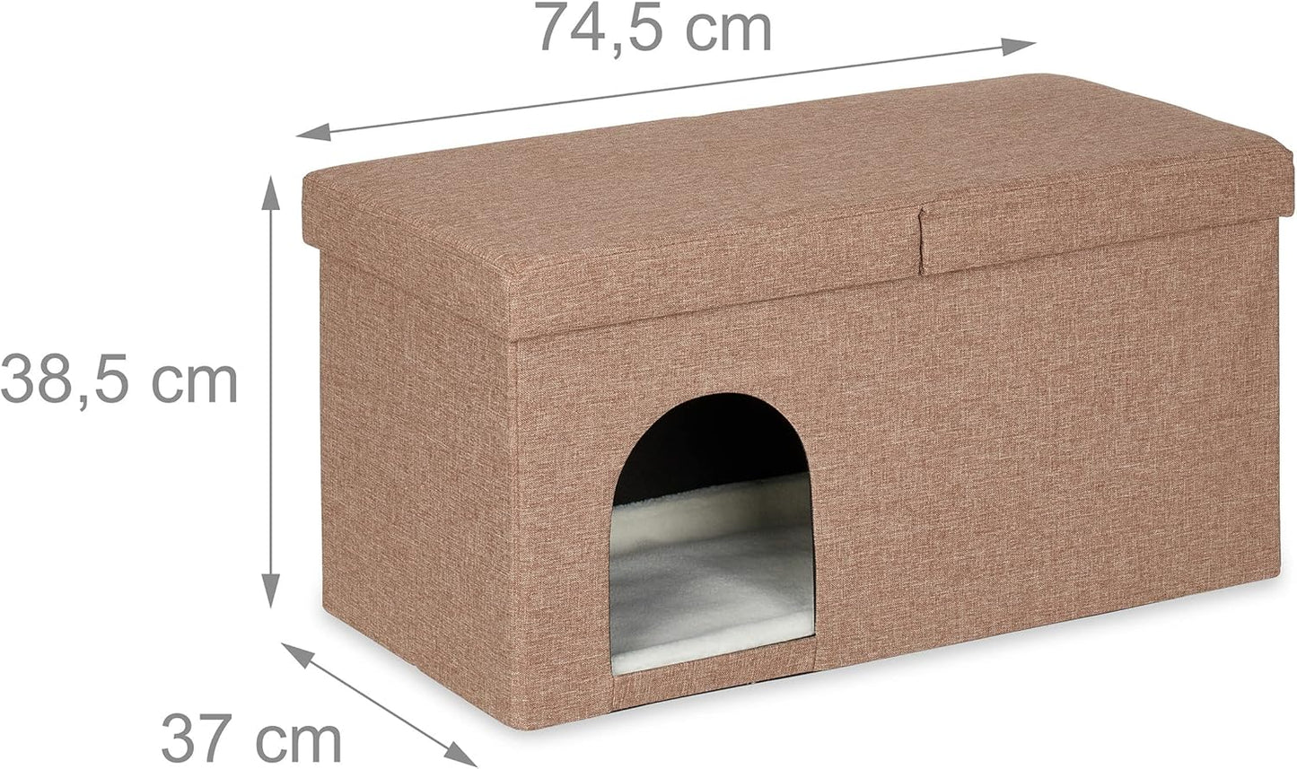 Katzenhöhle faltbare Sitzbank, hellbraun 38,5 x 74,5 x 37 cm (1er Pack)