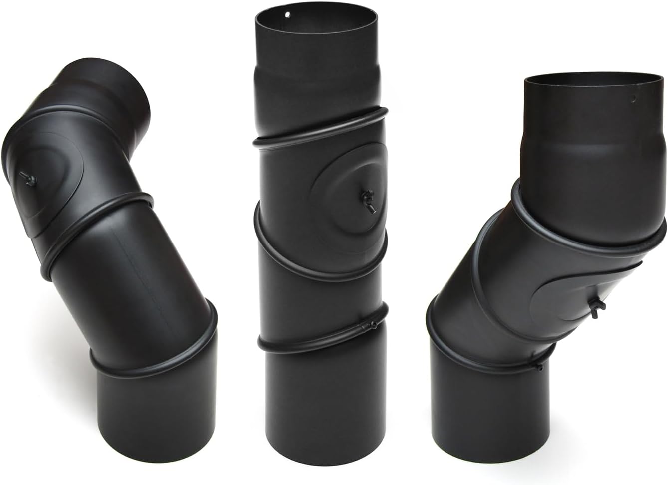 Rauchrohrbogen Multibogen 120 mm mit Reinigung, Schwarz
