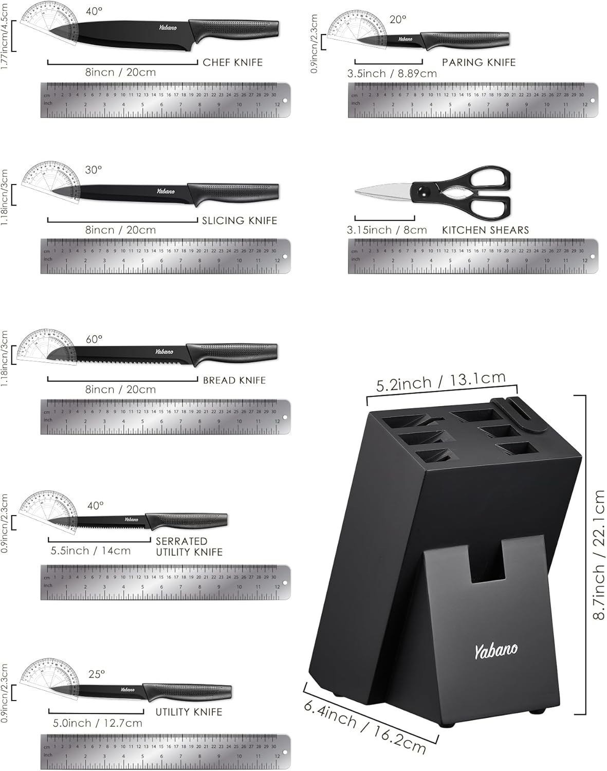 8-teiliges Messerblock-Set mit eingebautem Messerschärfer