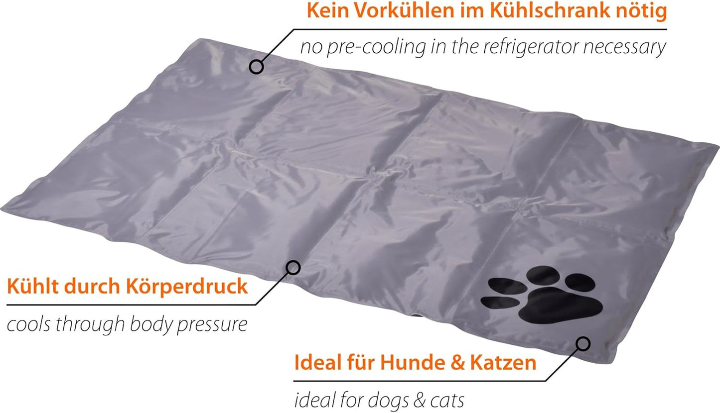Selbstkühlende Hundematte mit Pfotenmuster, Grau