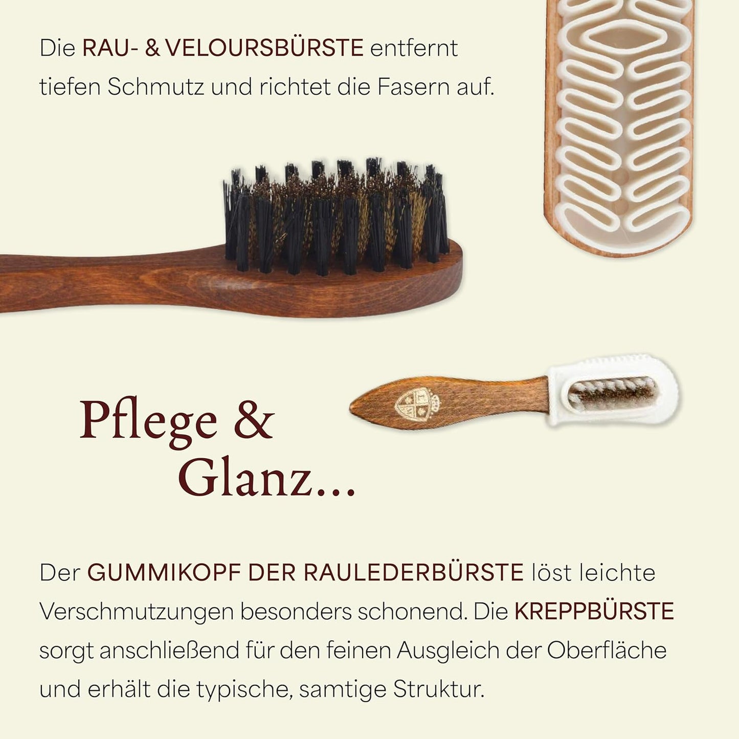 6-teiliges Schuhpflege-Set, inkl. 6-teiligem Velours Pflegeset