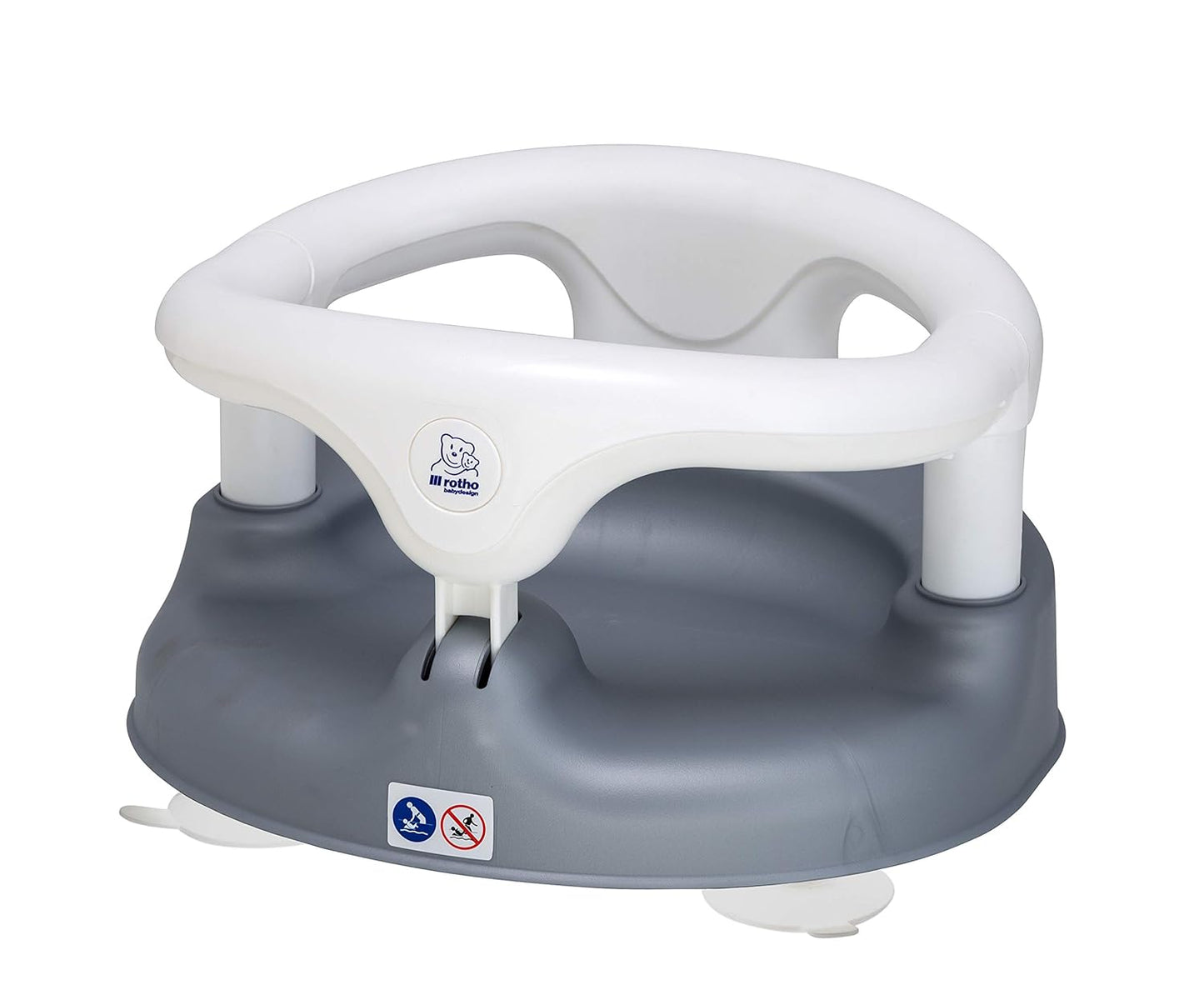 Rutschfester Baby-Badewannensitz mit Kindersicherung, Rotho Babydesign Badesitz - Badesitz - Babybadesitz - Badewannensitz - Babywanne - rutschfest -weiss